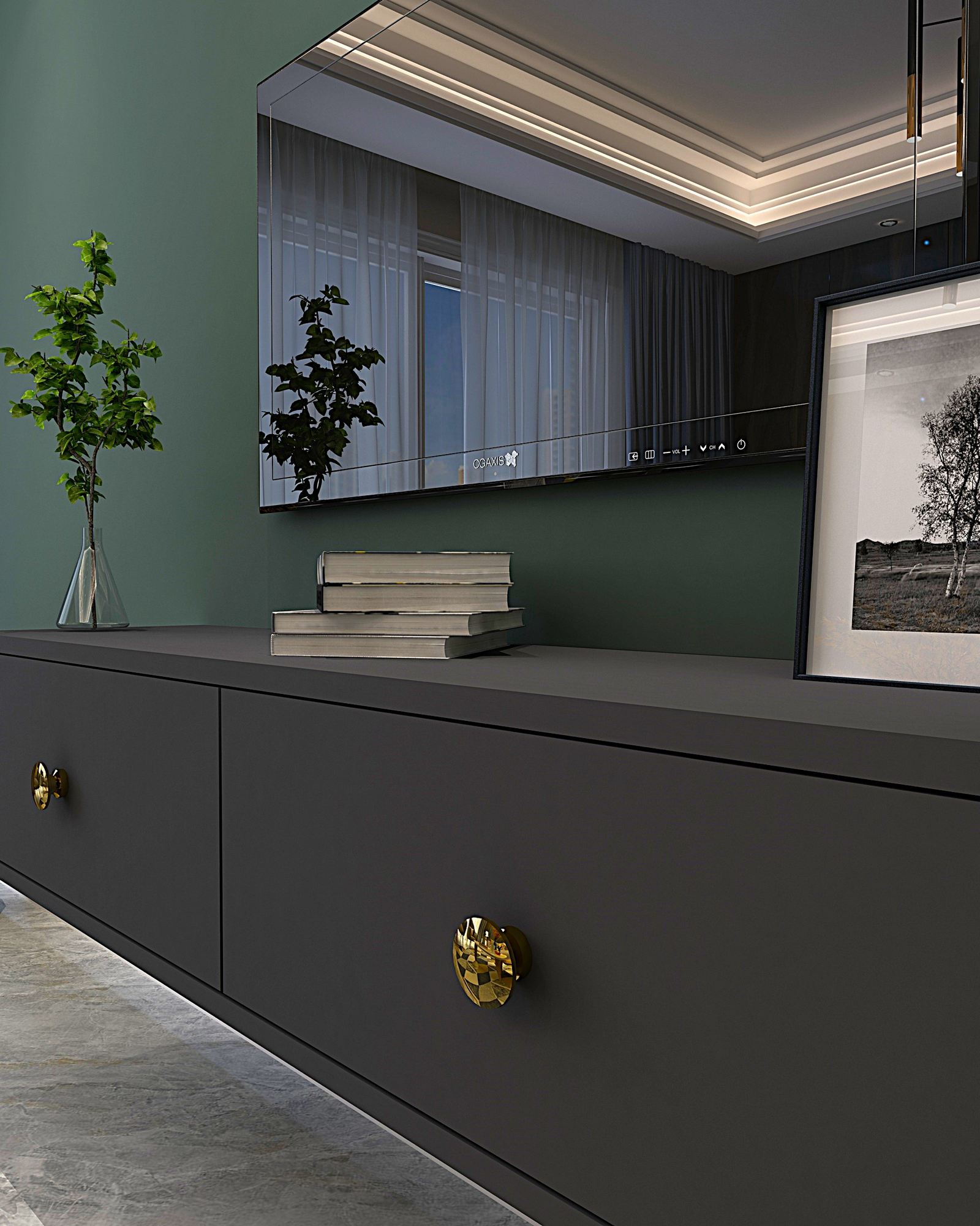 Comodă TV Hanah Home, PAL melaminat, 120 x 29.6 x 25.8 cm, antracit/auriu, 555CHM1119 — imaginea 6