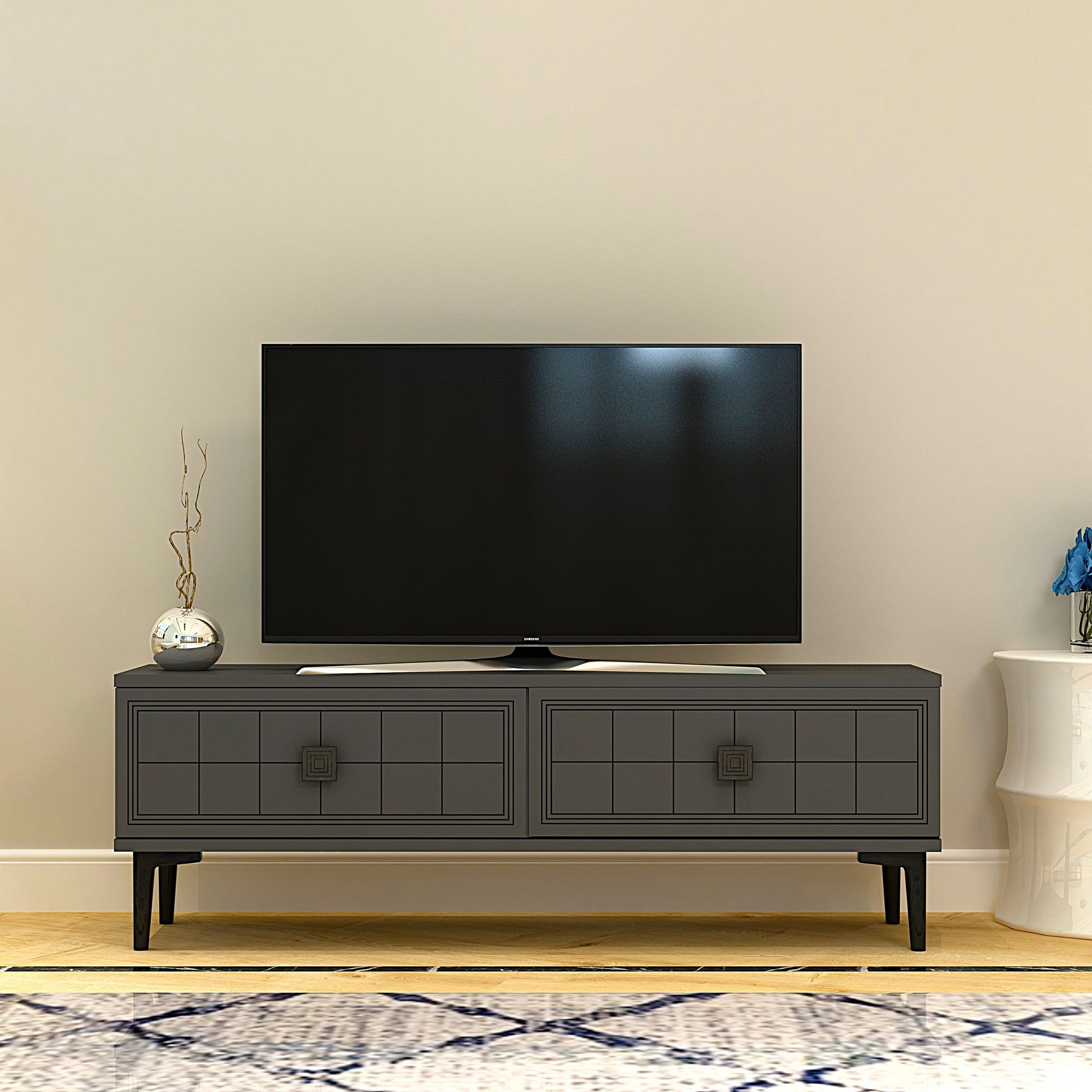 Comodă TV Hanah Home, PAL melaminat, 120 x 29.6 x 41 cm, antracit, 555CHM1101 — imaginea 6