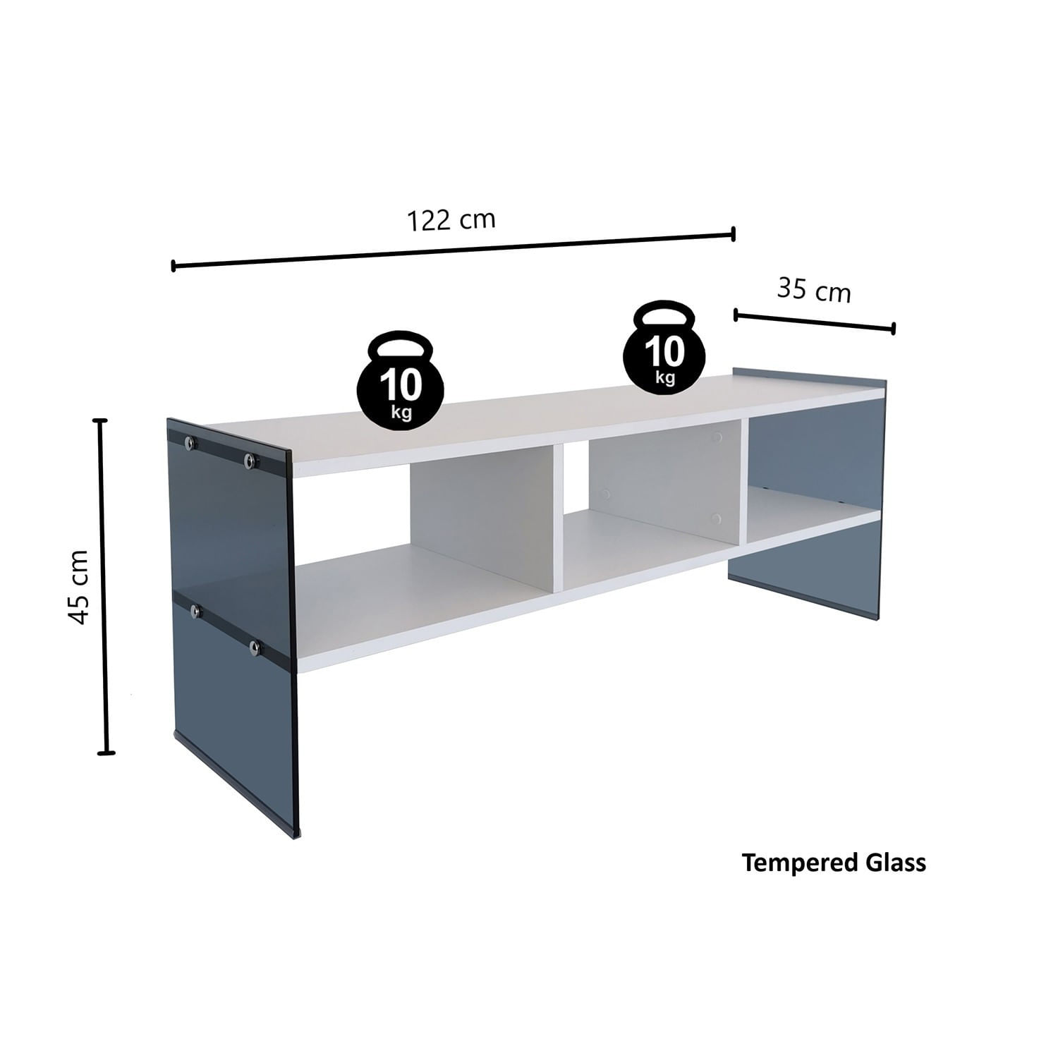 Comodă TV Hanah Home, PAL melaminat, 120 x 35 x 45 cm, alb/fume, 552NOS1514 — imaginea 10