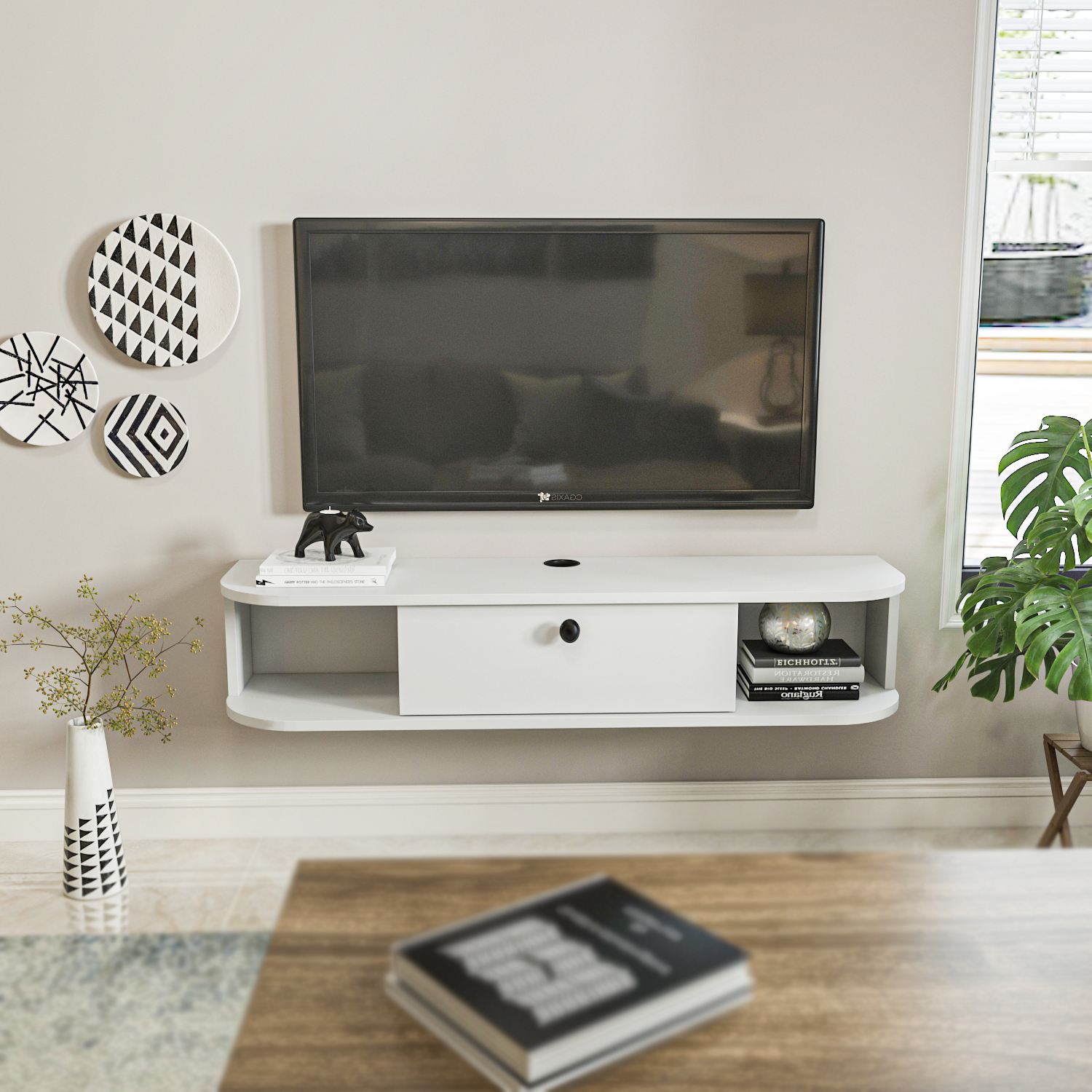 Comodă TV Hanah Home, PAL melaminat, 120 x 29.6 x 23.4 cm, alb, 875ZNA5363 — imaginea 2
