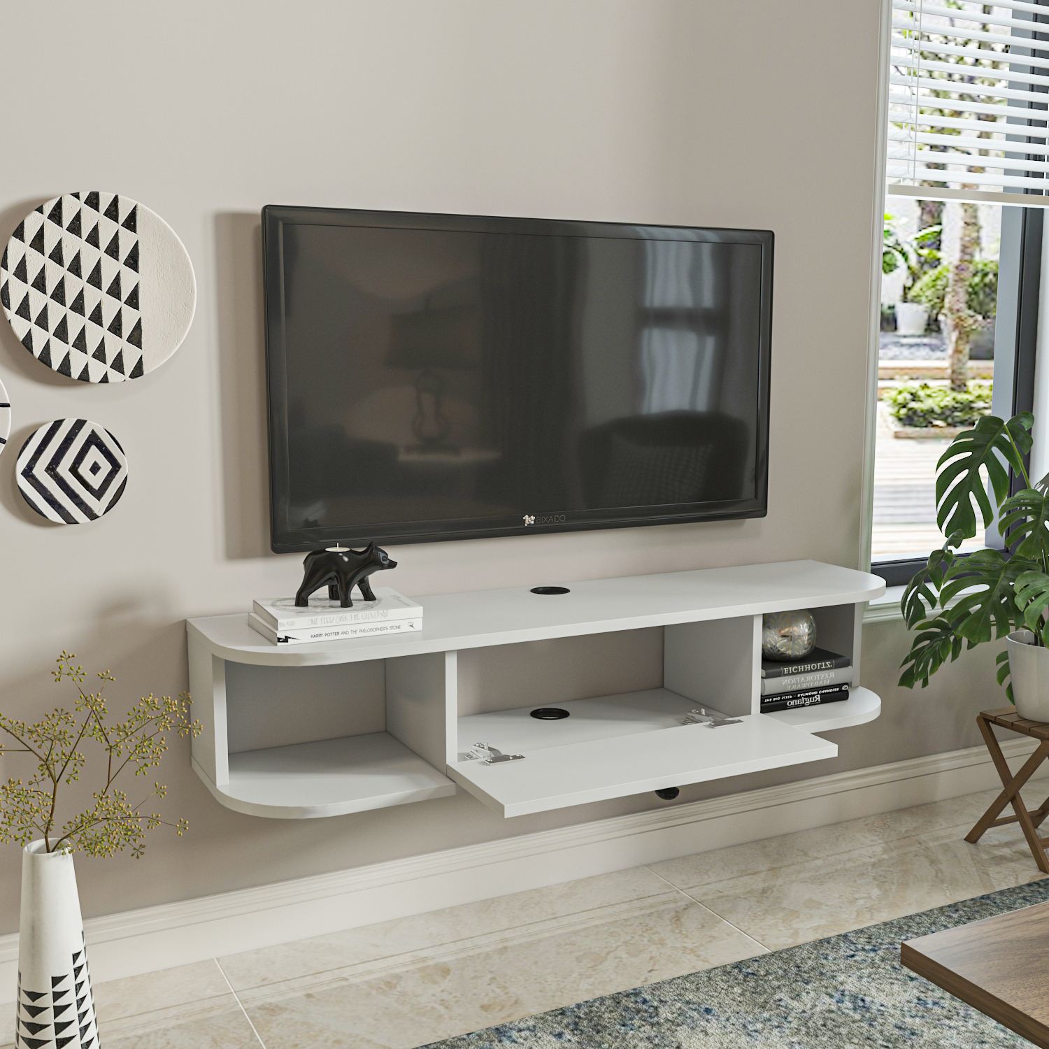 Comodă TV Hanah Home, PAL melaminat, 120 x 29.6 x 23.4 cm, alb, 875ZNA5363 — imaginea 4
