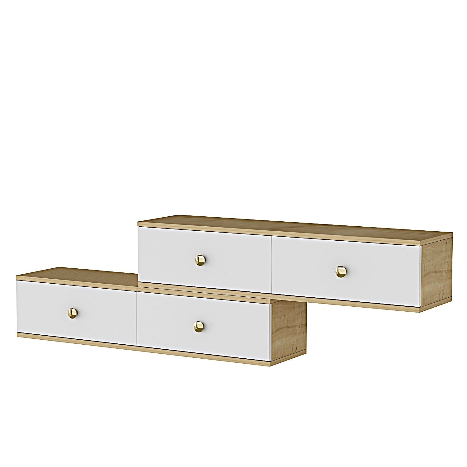 Comodă TV Hanah Home, PAL melaminat, 120 x 29.6 x 25.6 cm, sapphire stejar/alb, 555CHM1112 — imaginea 3
