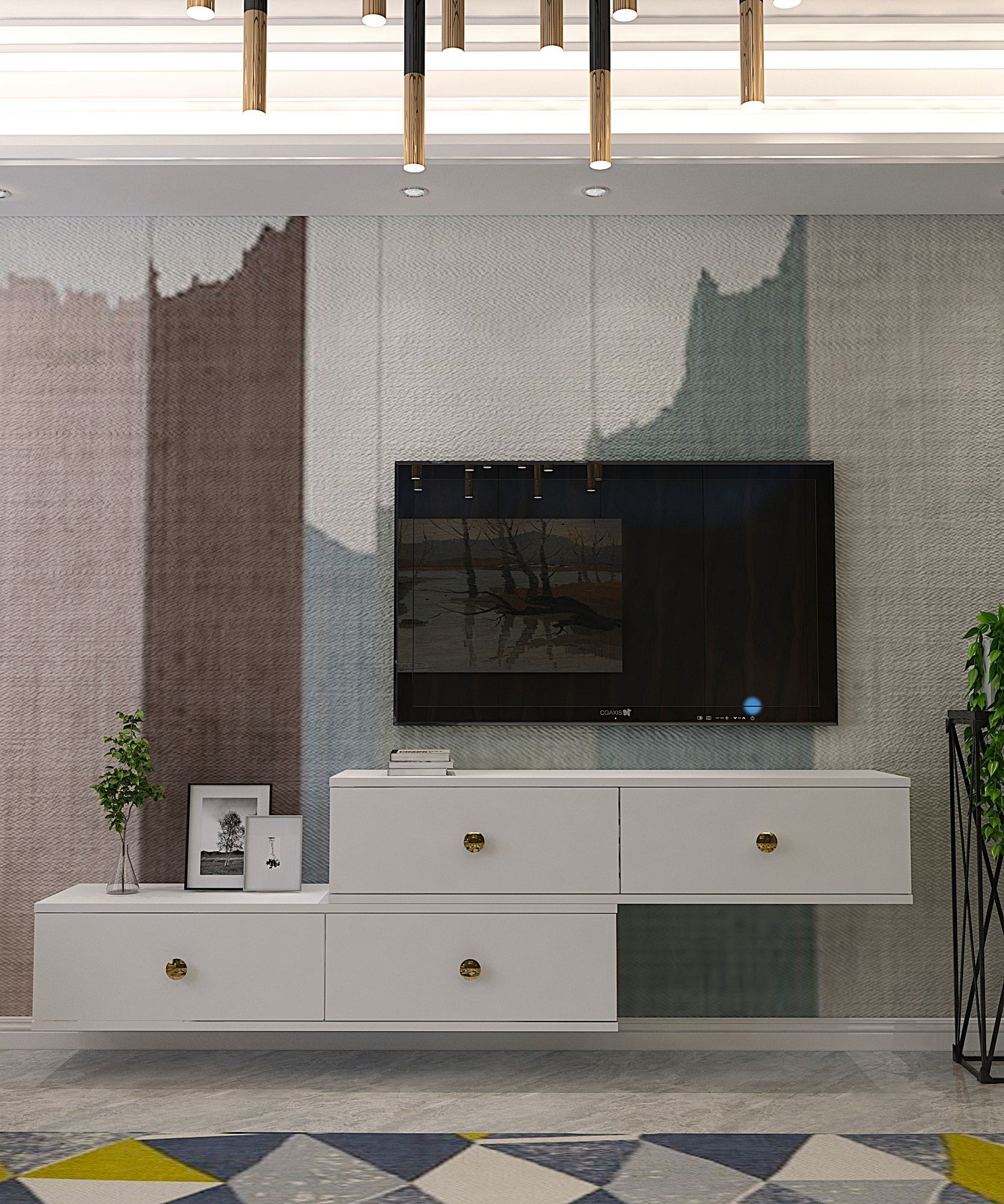 Comodă TV Hanah Home, PAL melaminat, 120 x 29.6 x 25.6 cm, alb, 555CHM1111 — imaginea 10