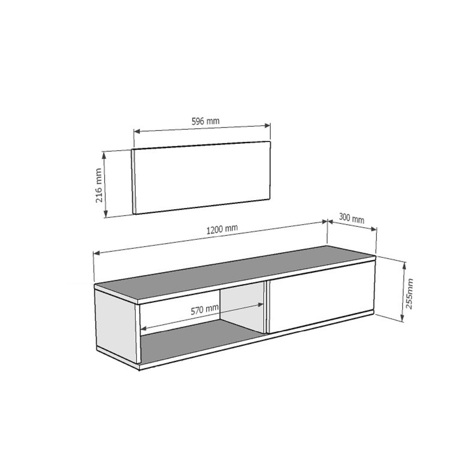 Comodă TV Hanah Home, PAL melaminat, 120 x 29.6 x 25.6 cm, antracit, 555CHM1110 — imaginea 7