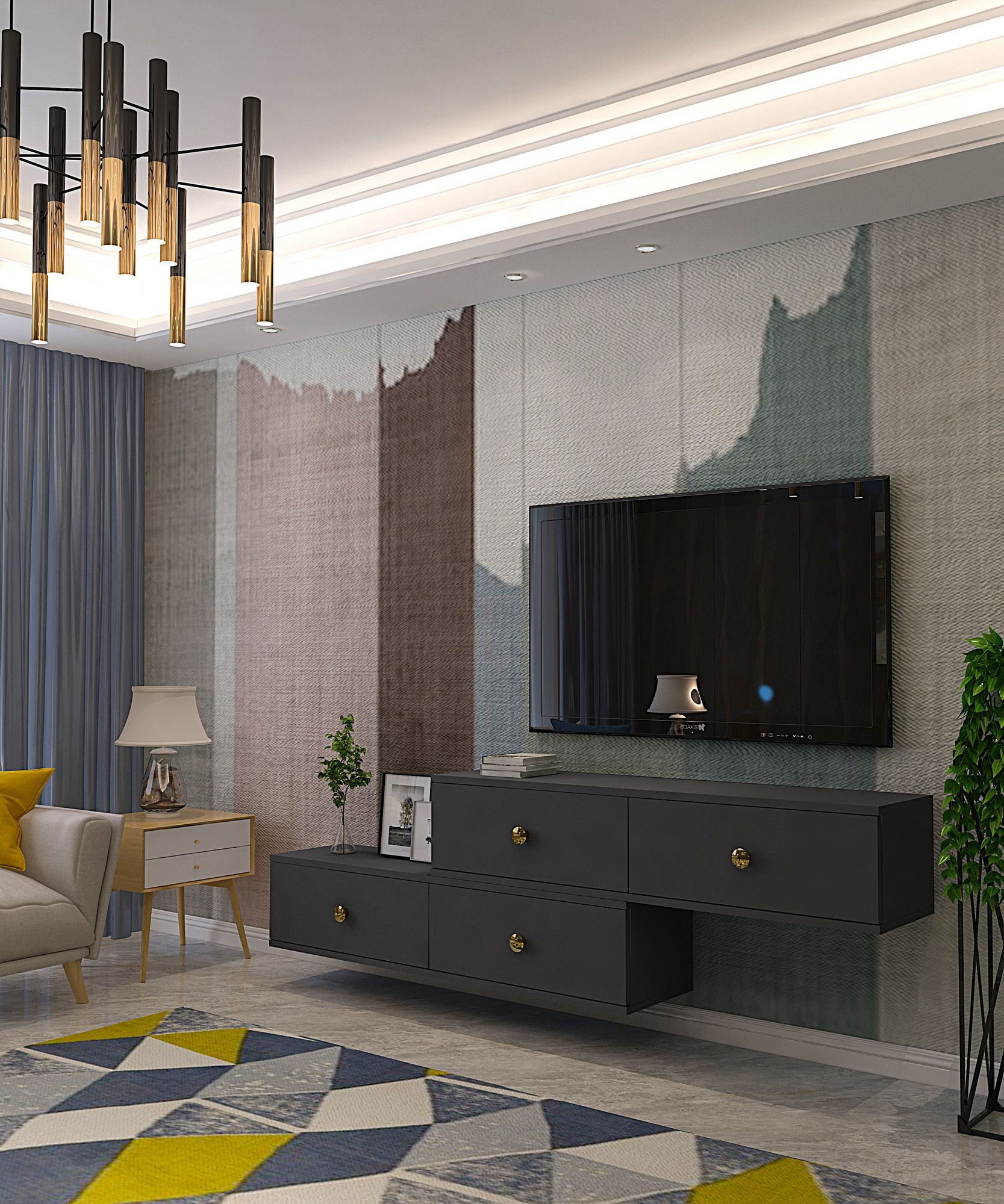 Comodă TV Hanah Home, PAL melaminat, 120 x 29.6 x 25.6 cm, antracit, 555CHM1110 — imaginea 10