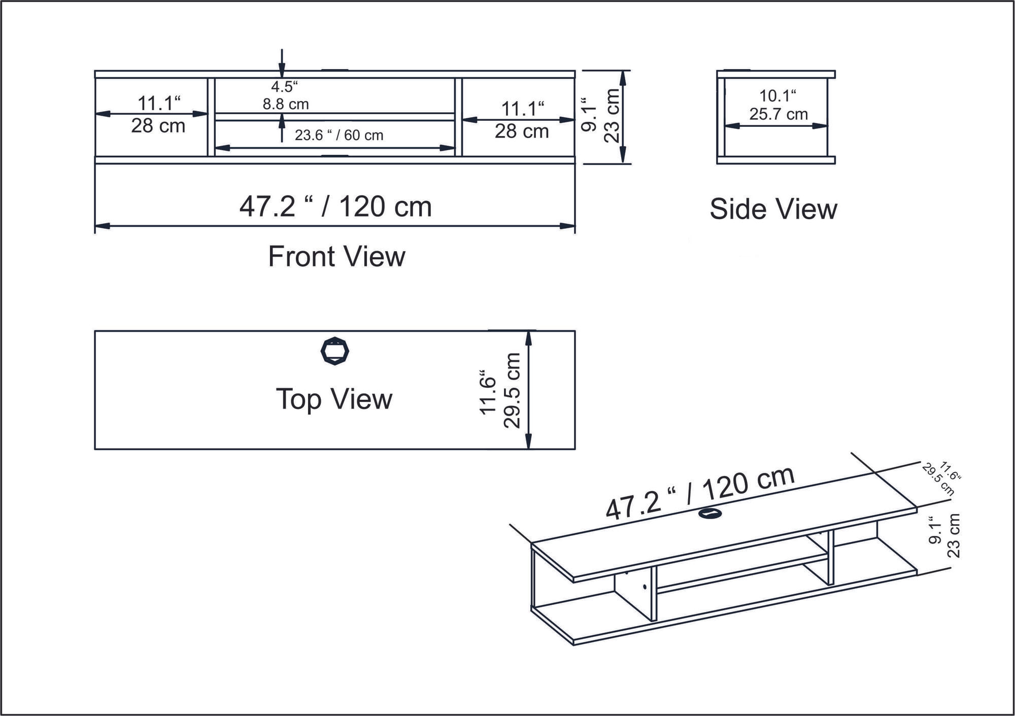 Comodă TV Hanah Home, PAL melaminat, 120 x 29.5 x 23 cm, nuc, 875ZNA3063 — imaginea 5
