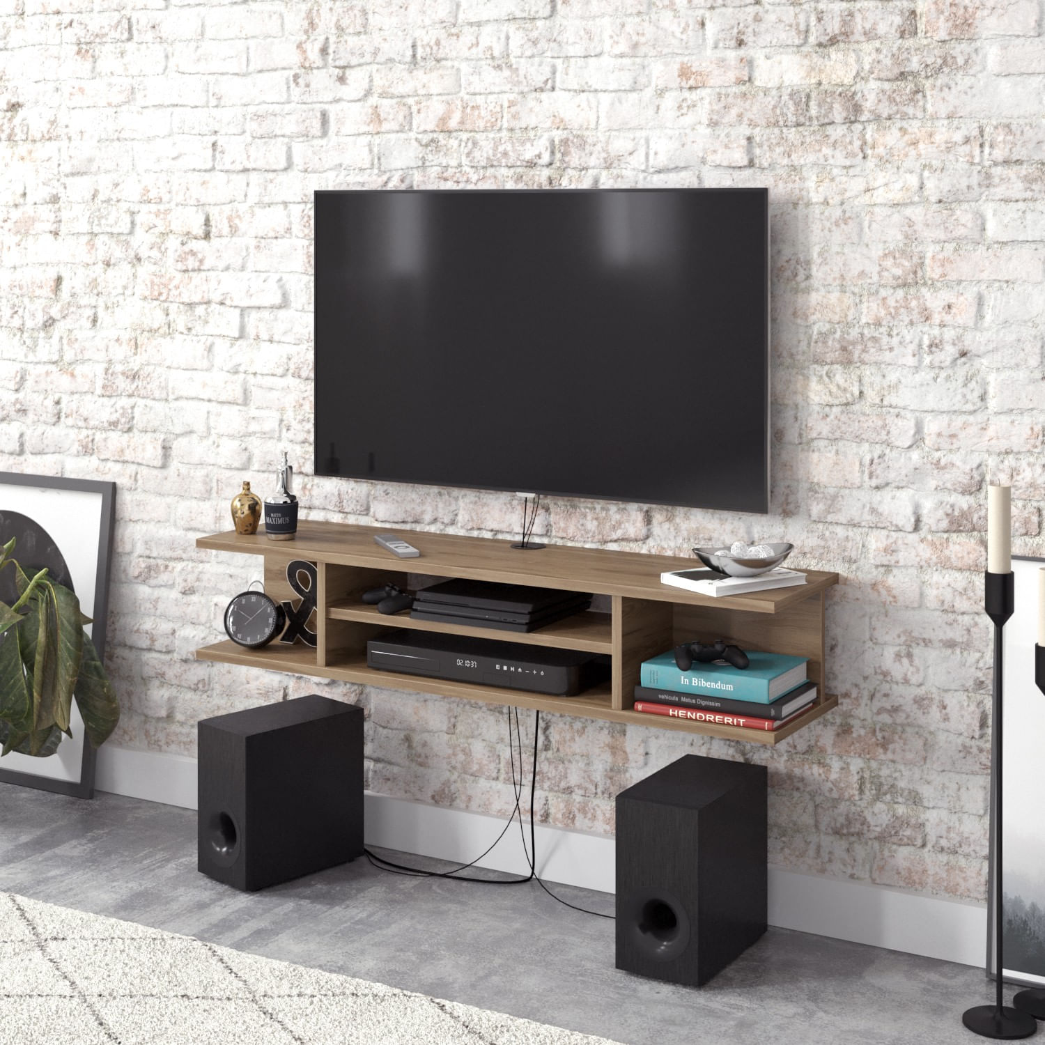 Comodă TV Hanah Home, PAL melaminat, 120 x 29.5 x 23 cm, nuc, 875ZNA3063 — imaginea 7