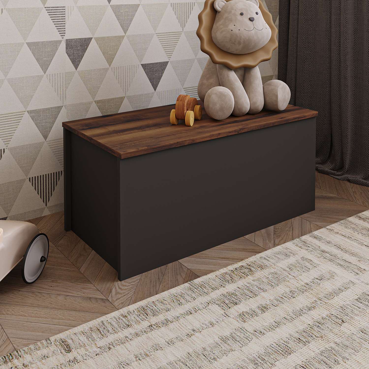 Ladă Hanah Home, PAL melaminat, 90 x 45 x 45.5 cm, antracit/nuc, 382NRC2602 — imaginea 2
