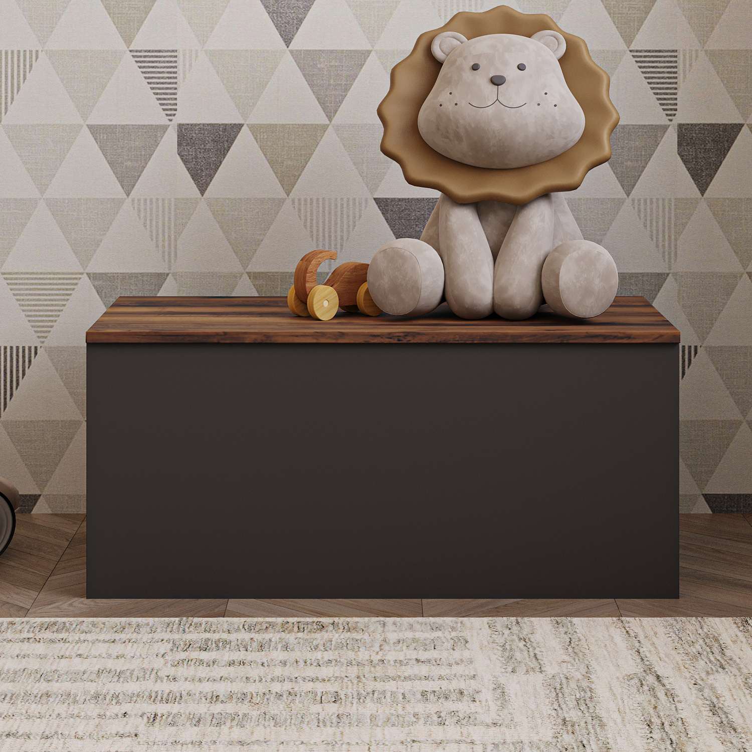 Ladă Hanah Home, PAL melaminat, 90 x 45 x 45.5 cm, antracit/nuc, 382NRC2602 — imaginea 4
