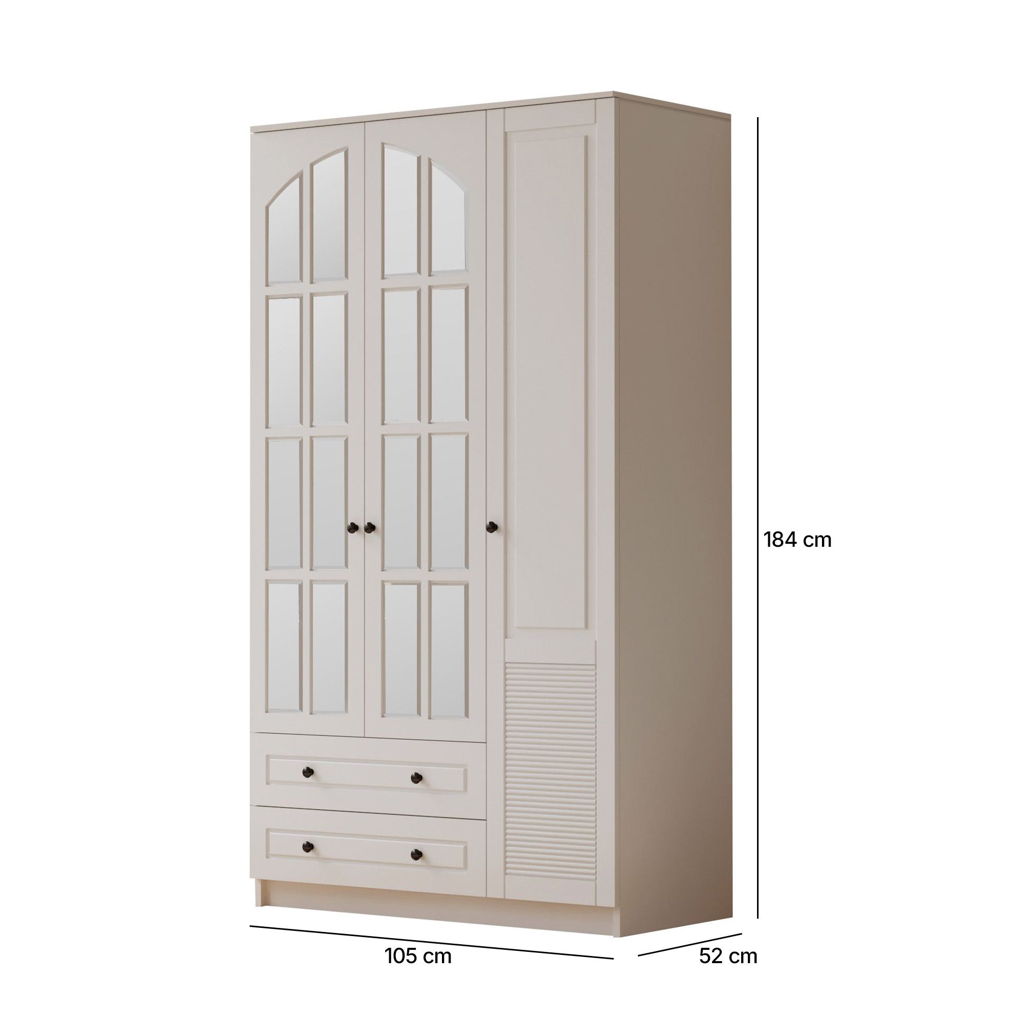 Dulap Hanah Home, PAL melaminat, 105 x 52 x 184 cm, alb mat, 167RAB1124 — imaginea 3