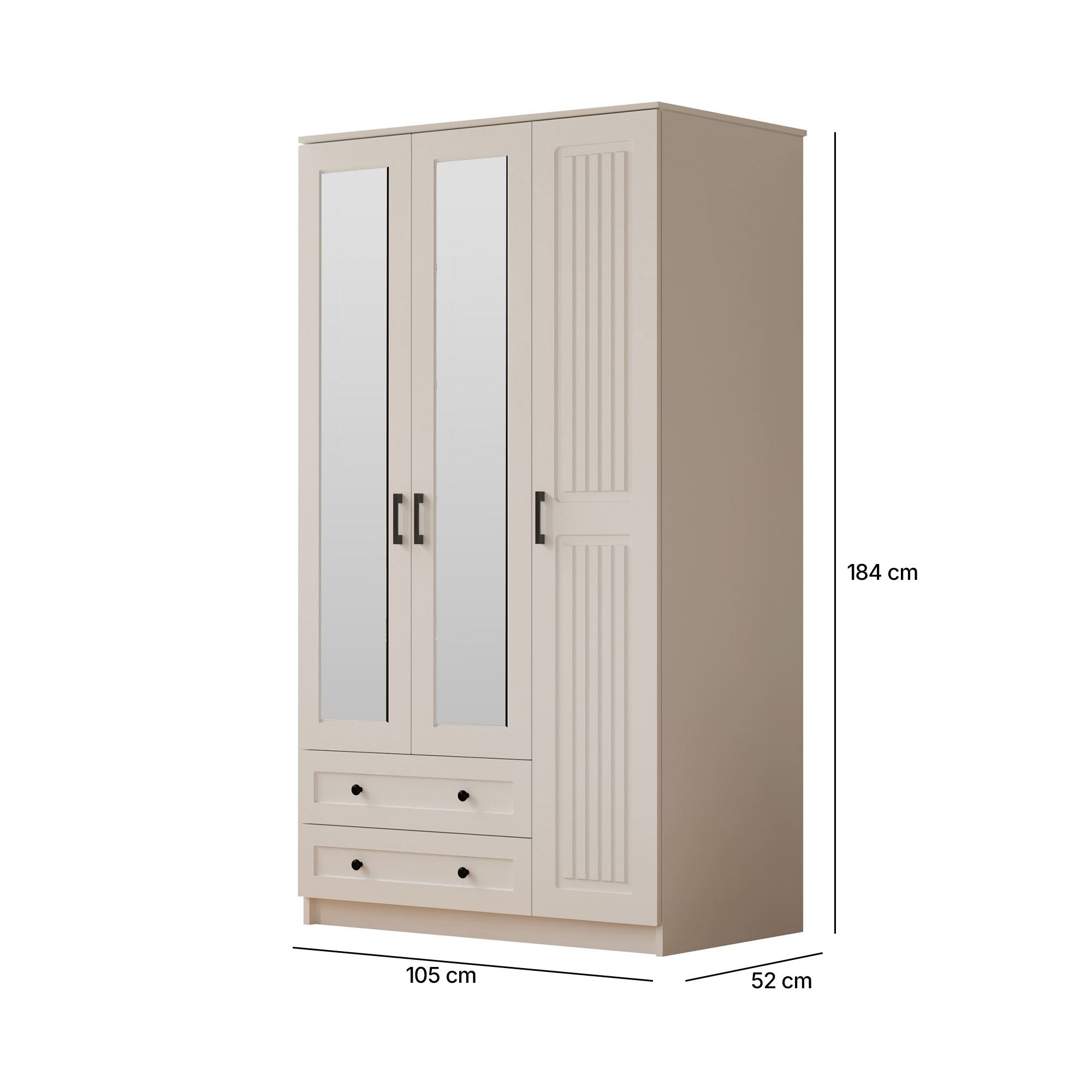 Dulap Hanah Home, PAL melaminat, 105 x 52 x 184 cm, alb mat, 167RAB1115 — imaginea 2
