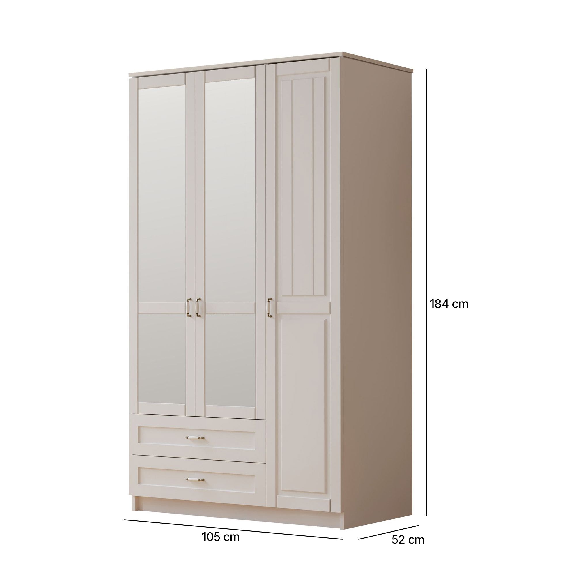 Dulap Hanah Home, PAL melaminat, 105 x 52 x 184 cm, alb mat, 167RAB1127 — imaginea 2