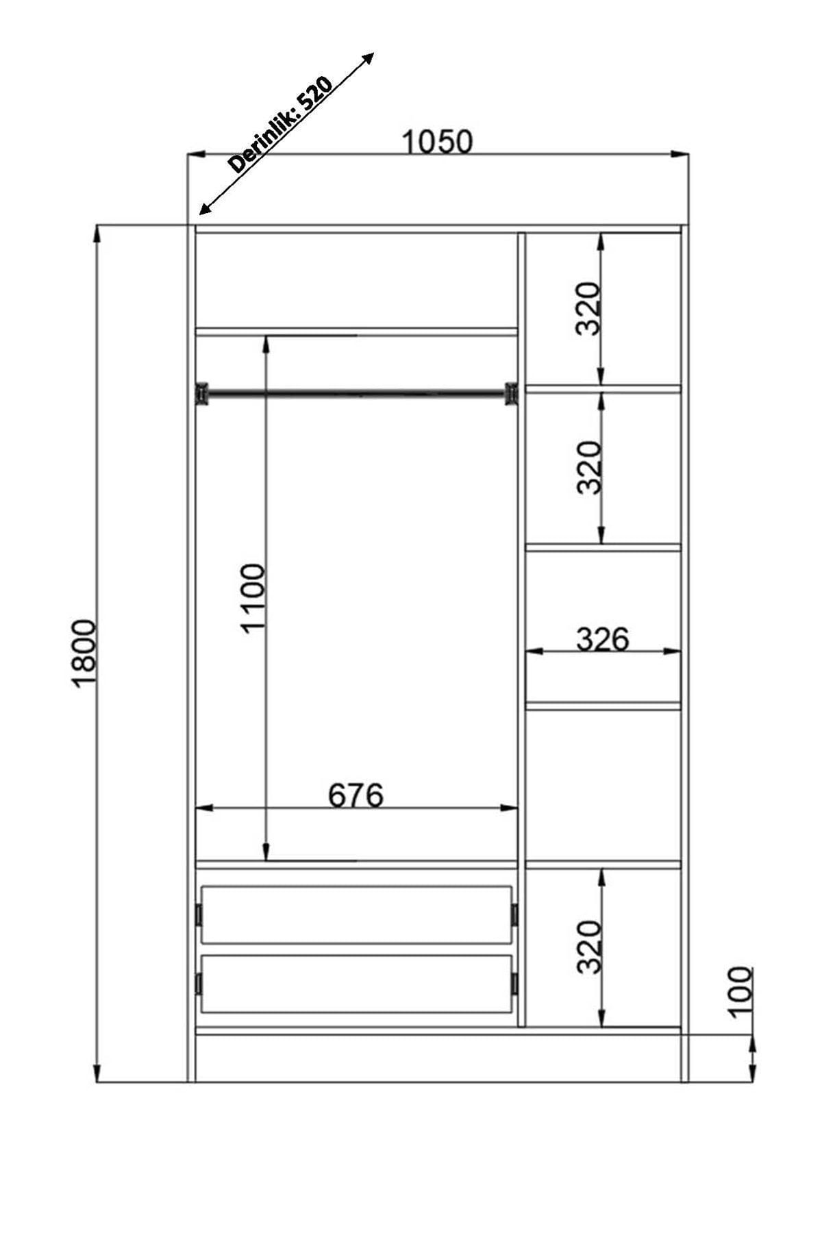 Dulap Hanah Home, PAL melaminat, 105 x 52 x 180 cm, alb mat, 167RAB1107 — imaginea 4