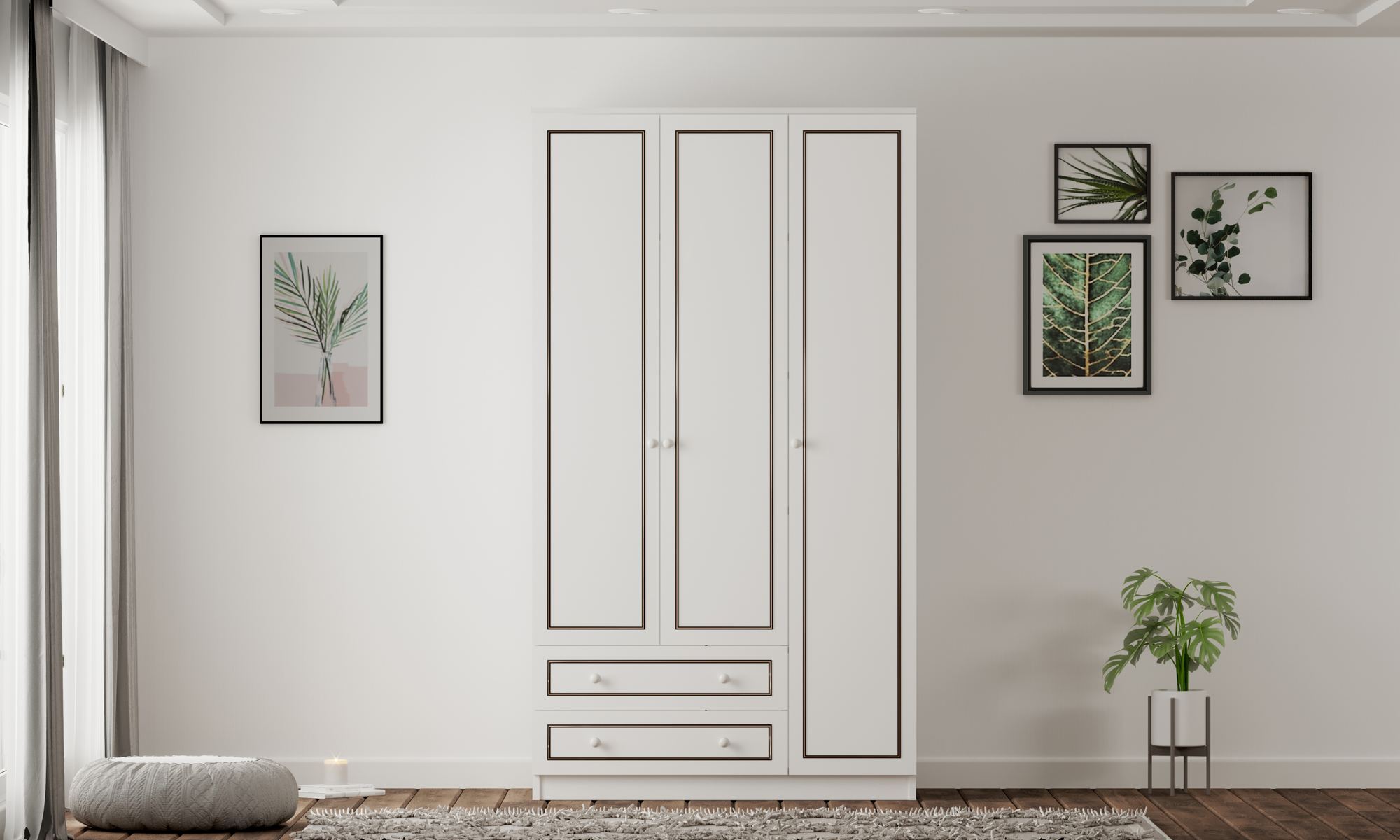 Dulap Hanah Home, PAL melaminat, 105 x 52 x 180 cm, alb mat, 167RAB1120 — imaginea 3