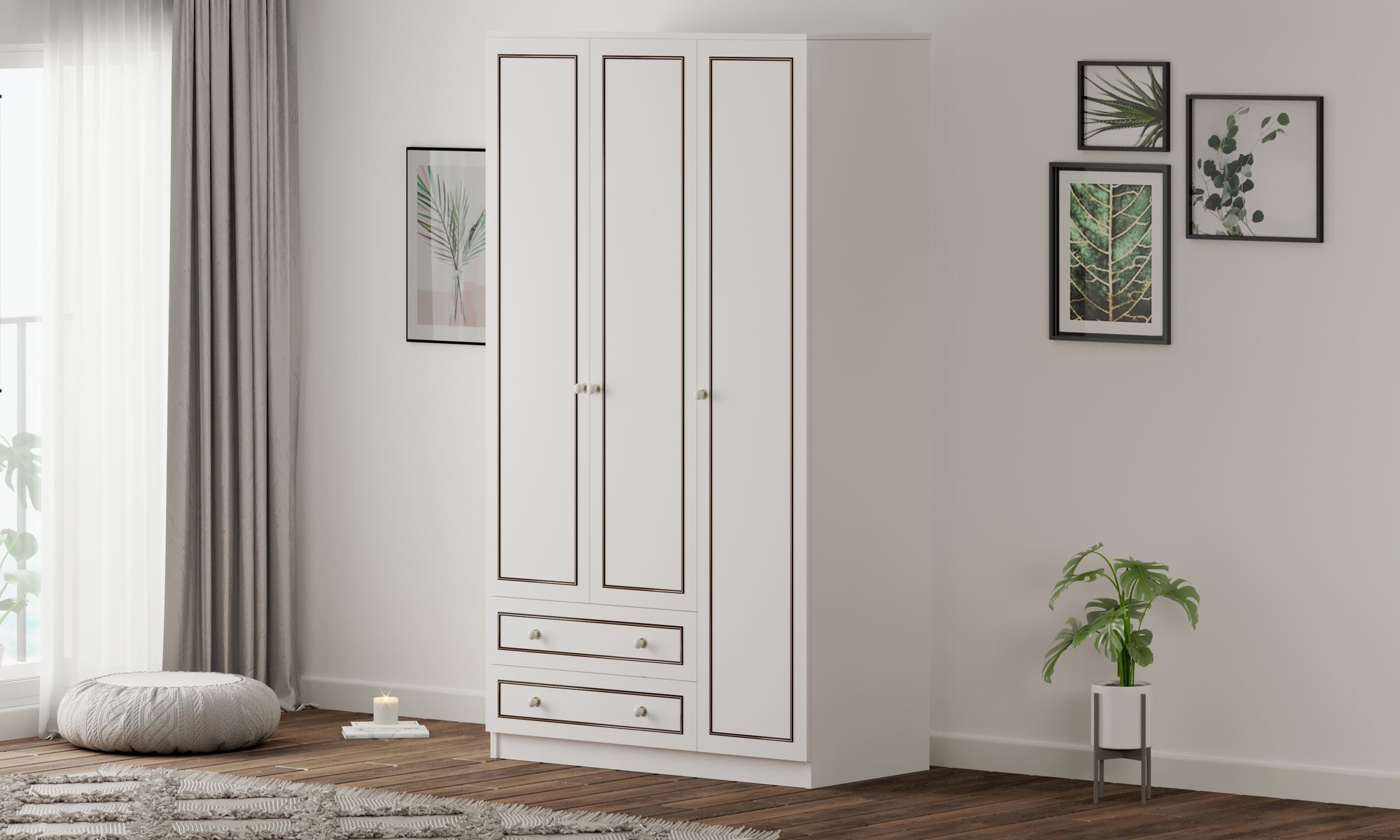 Dulap Hanah Home, PAL melaminat, 105 x 52 x 180 cm, alb mat, 167RAB1120 — imaginea 5