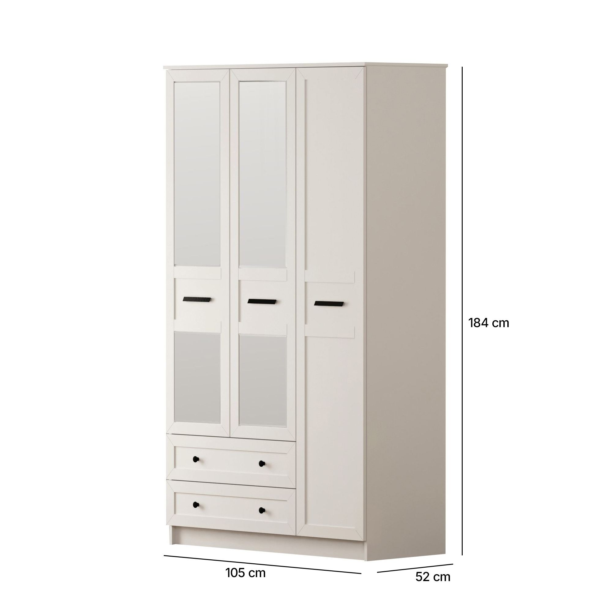 Dulap Hanah Home, PAL melaminat, 105 x 52 x 184 cm, alb mat, 167RAB1133 — imaginea 2