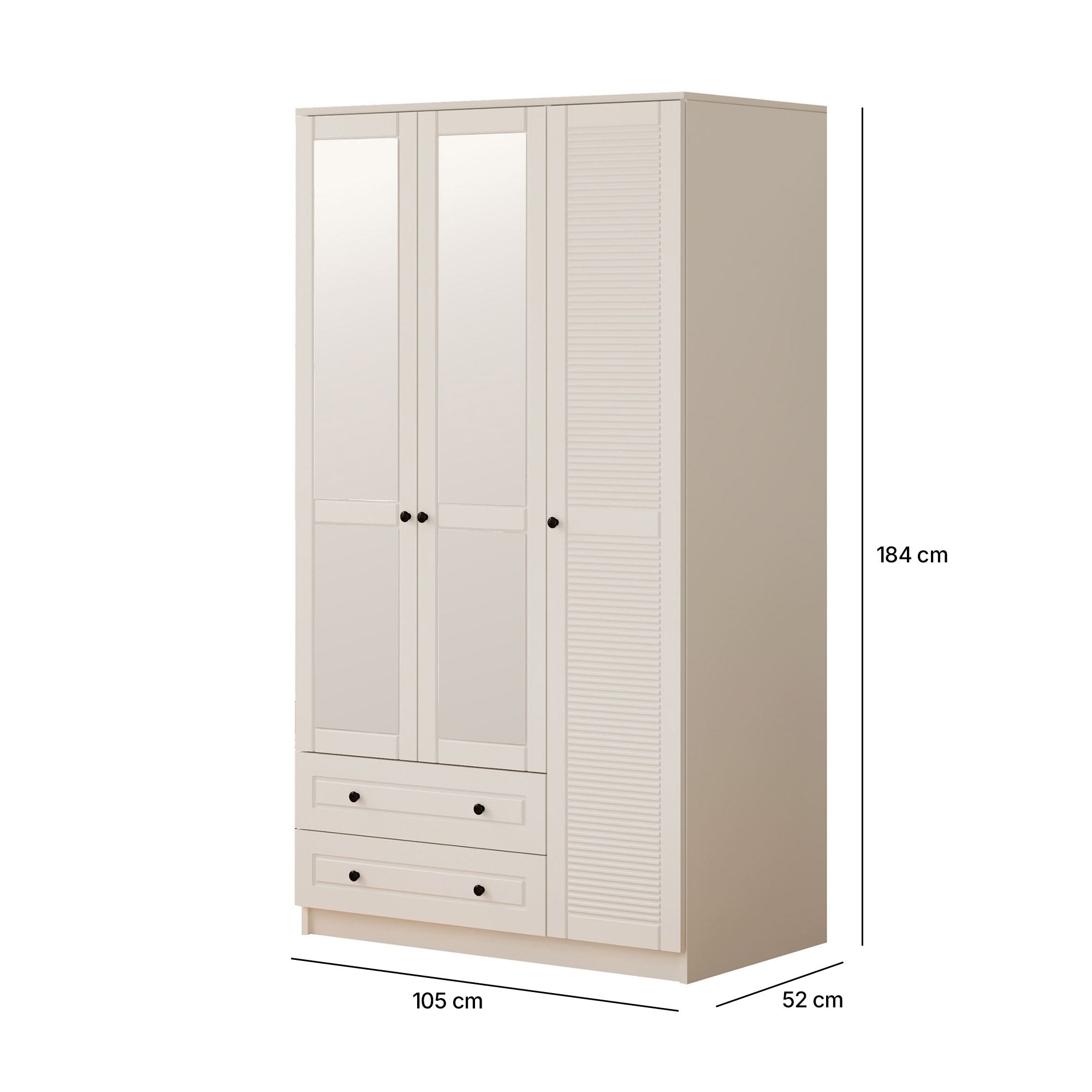 Dulap Hanah Home, PAL melaminat, 105 x 52 x 184 cm, alb mat, 167RAB1111 — imaginea 5