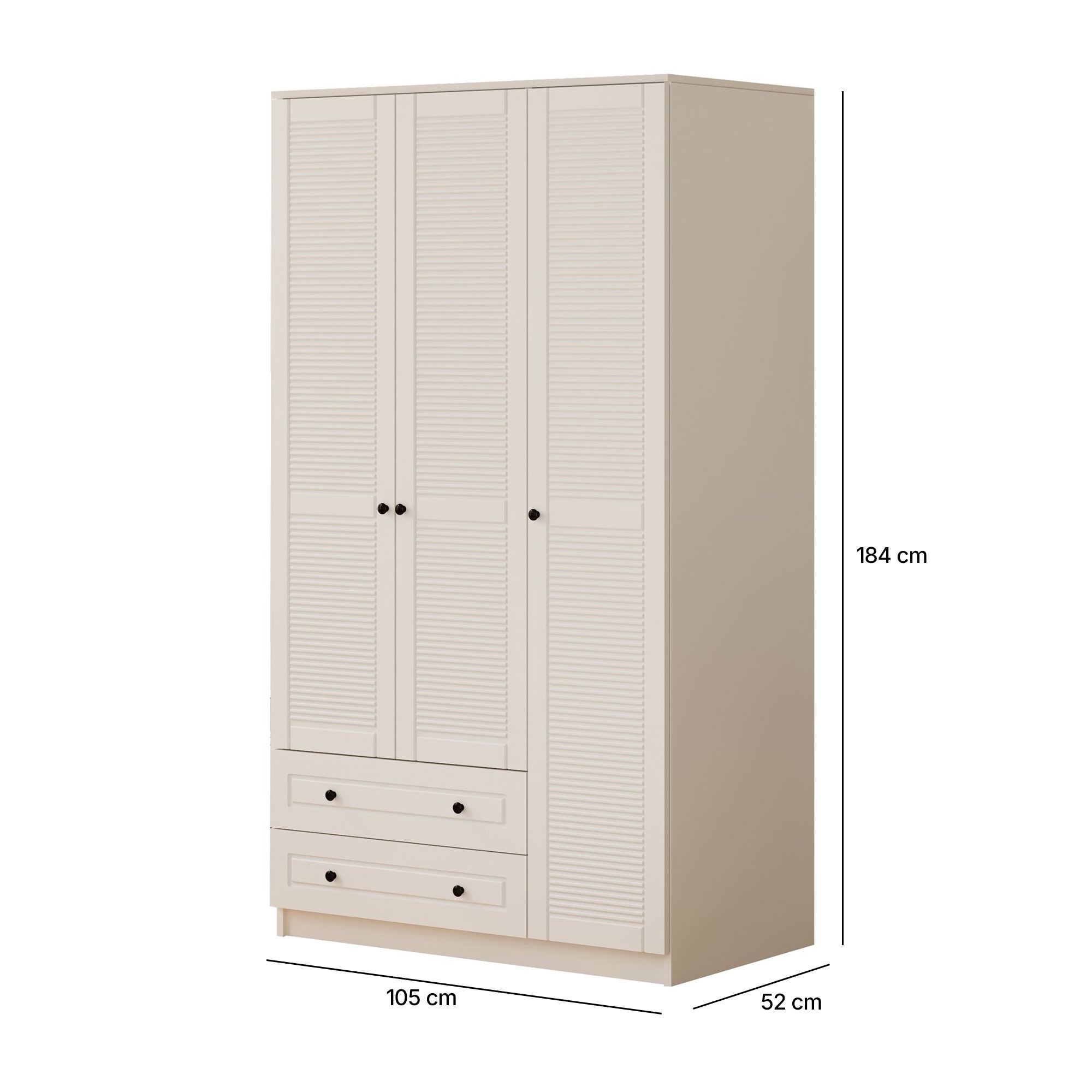 Dulap Hanah Home, PAL melaminat, 105 x 52 x 184 cm, alb mat, 167RAB1112 — imaginea 5