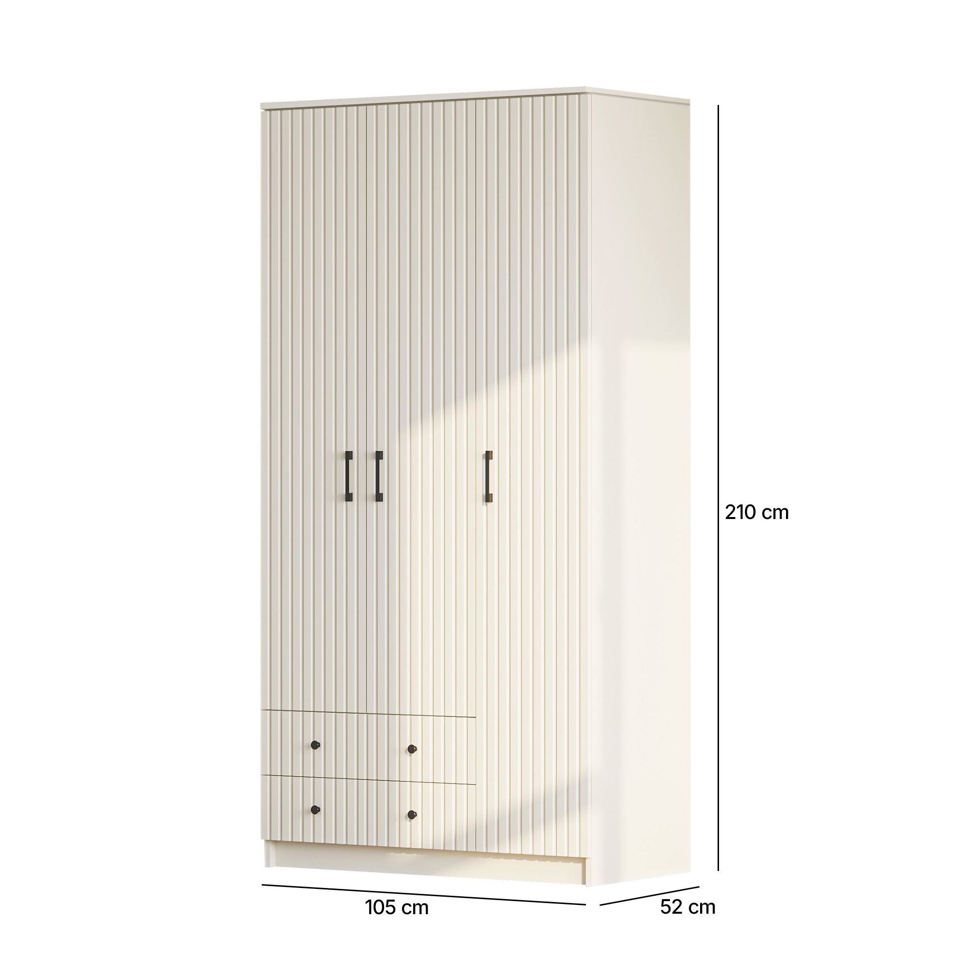Dulap Hanah Home, PAL melaminat, 105 x 52 x 210 cm, alb mat, 167RAB1122 — imaginea 4