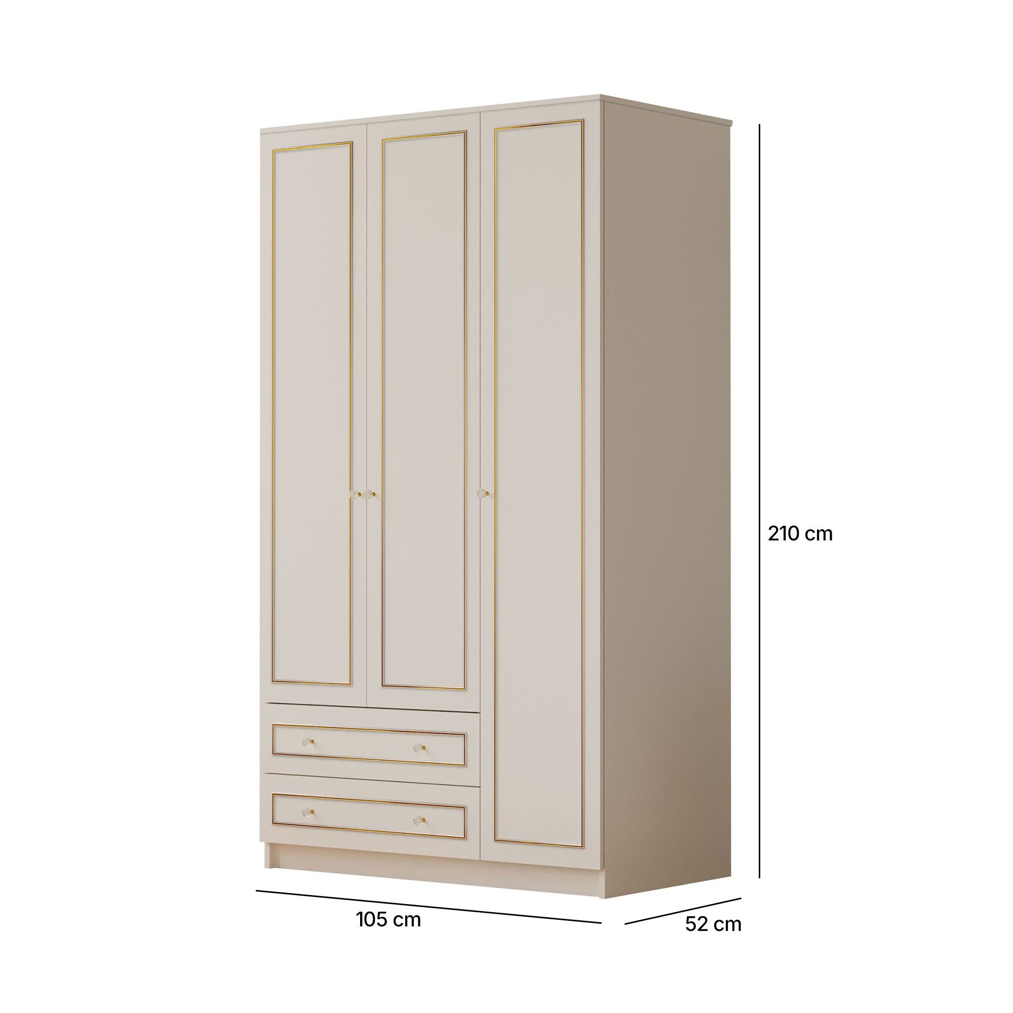 Dulap Hanah Home, PAL melaminat, 105 x 52 x 210 cm, alb mat, 167RAB1117 — imaginea 2