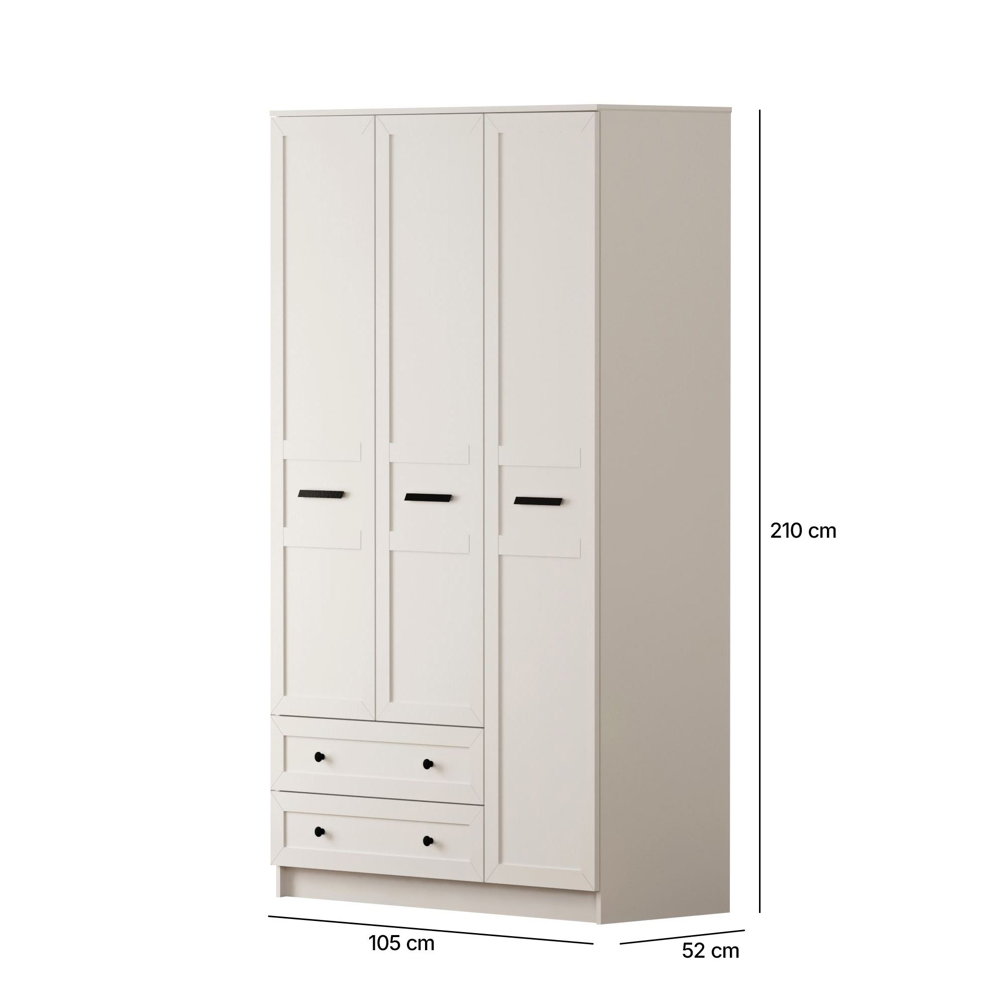 Dulap Hanah Home, PAL melaminat, 105 x 52 x 210 cm, alb mat, 167RAB1135 — imaginea 3