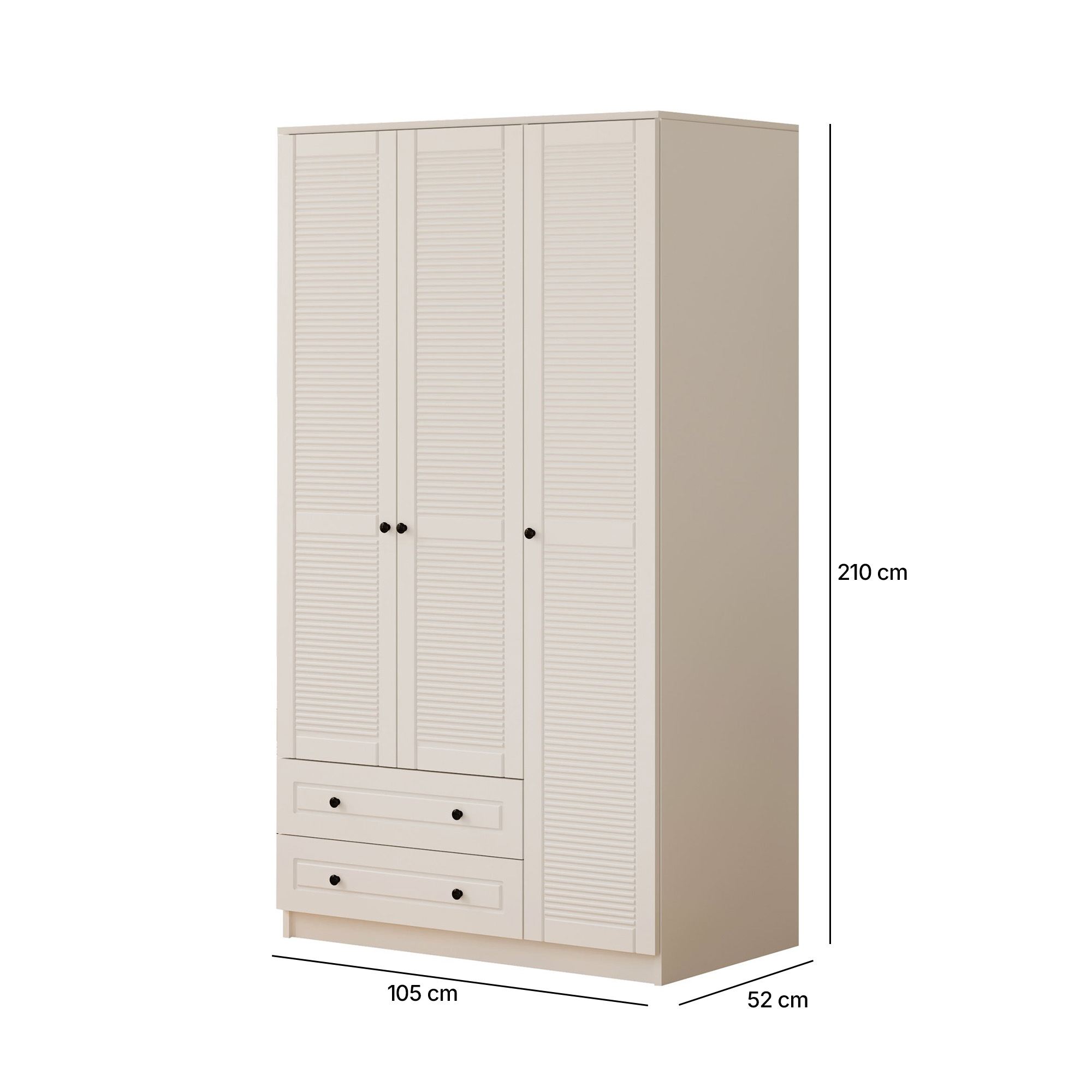 Dulap Hanah Home, PAL melaminat, 105 x 52 x 210 cm, alb mat, 167RAB1113 — imaginea 2