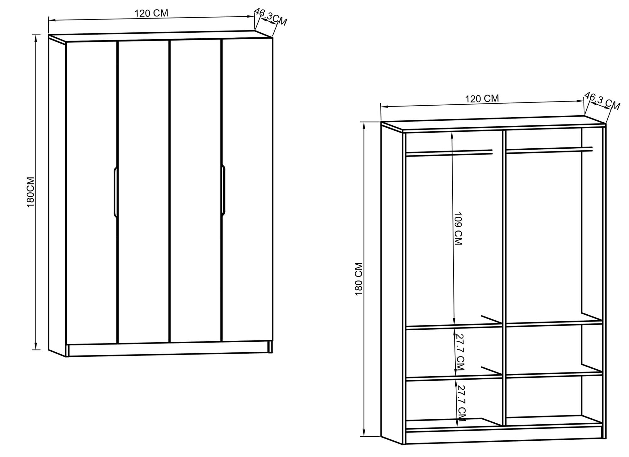 Dulap Hanah Home, PAL melaminat, 120 x 43.3 x 180 cm, alb, 469ORN1117 — imaginea 2