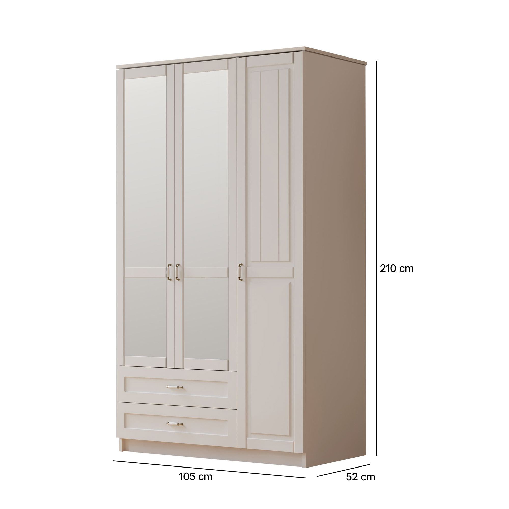 Dulap Hanah Home, PAL melaminat, 105 x 52 x 210 cm, alb mat, 167RAB1126 — imaginea 5