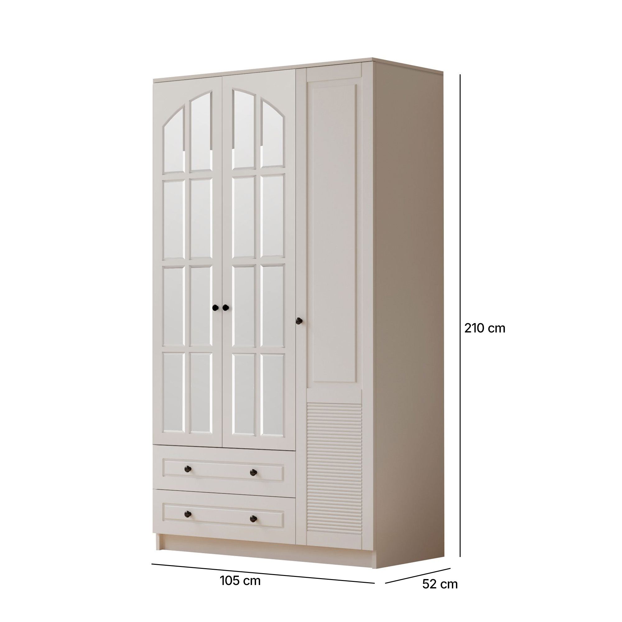 Dulap Hanah Home, PAL melaminat, 105 x 52 x 210 cm, alb mat, 167RAB1125 — imaginea 5