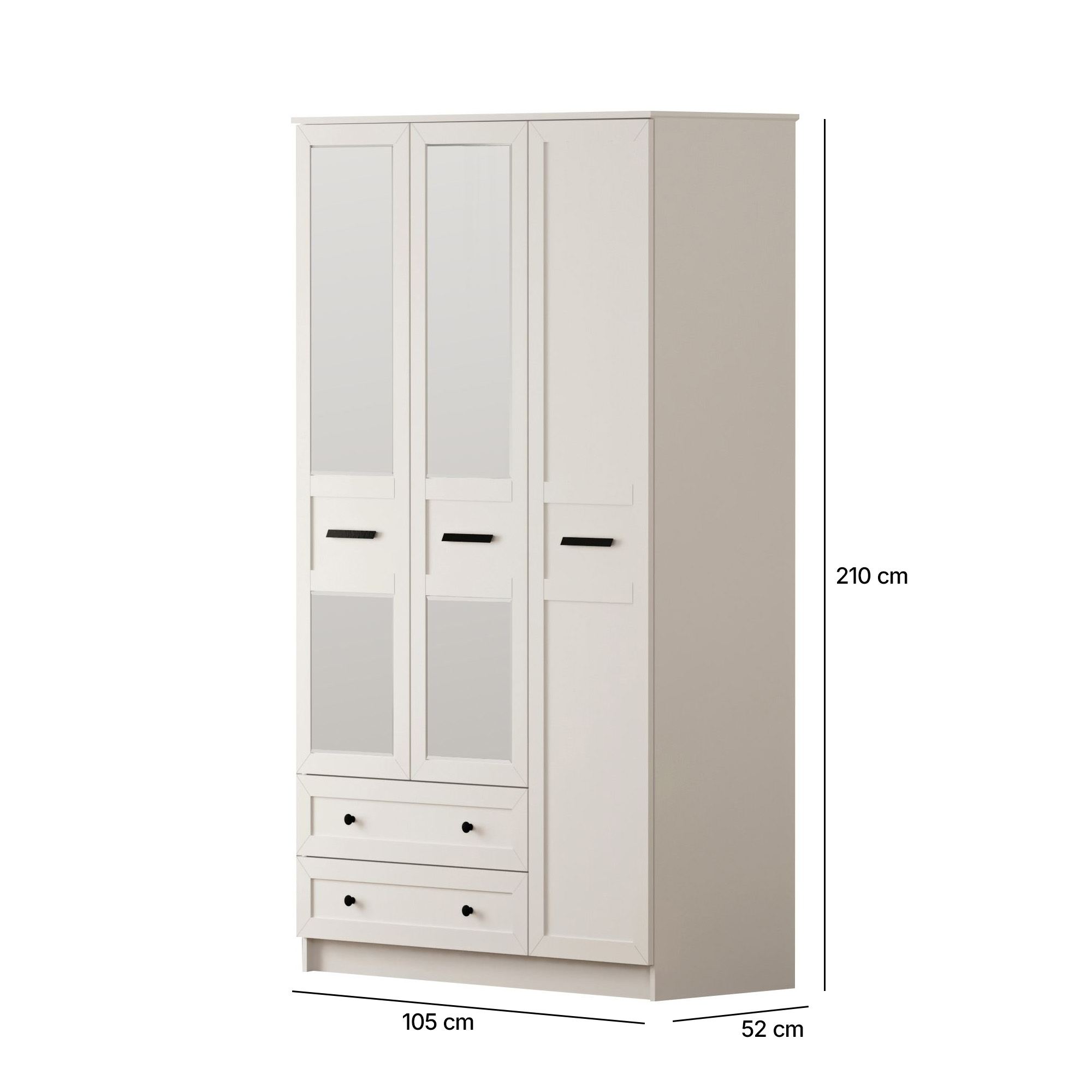 Dulap Hanah Home, PAL melaminat, 105 x 52 x 210 cm, alb mat, 167RAB1132 — imaginea 2