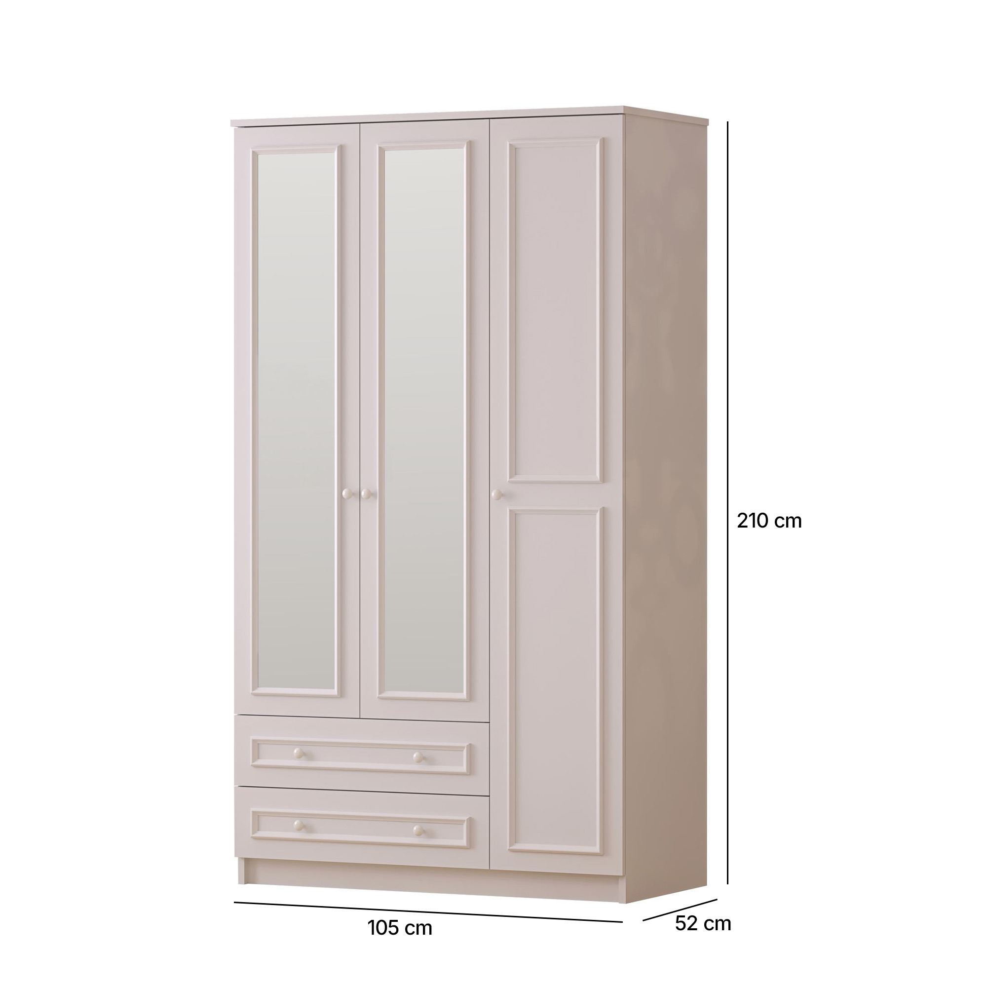 Dulap Hanah Home, PAL melaminat, 105 x 52 x 210 cm, alb mat, 167RAB1128 — imaginea 4