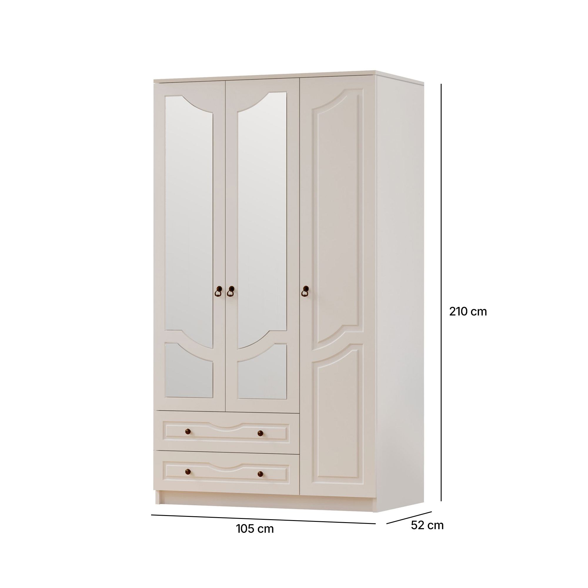 Dulap Hanah Home, PAL melaminat, 105 x 52 x 210 cm, alb mat, 167RAB1121 — imaginea 5