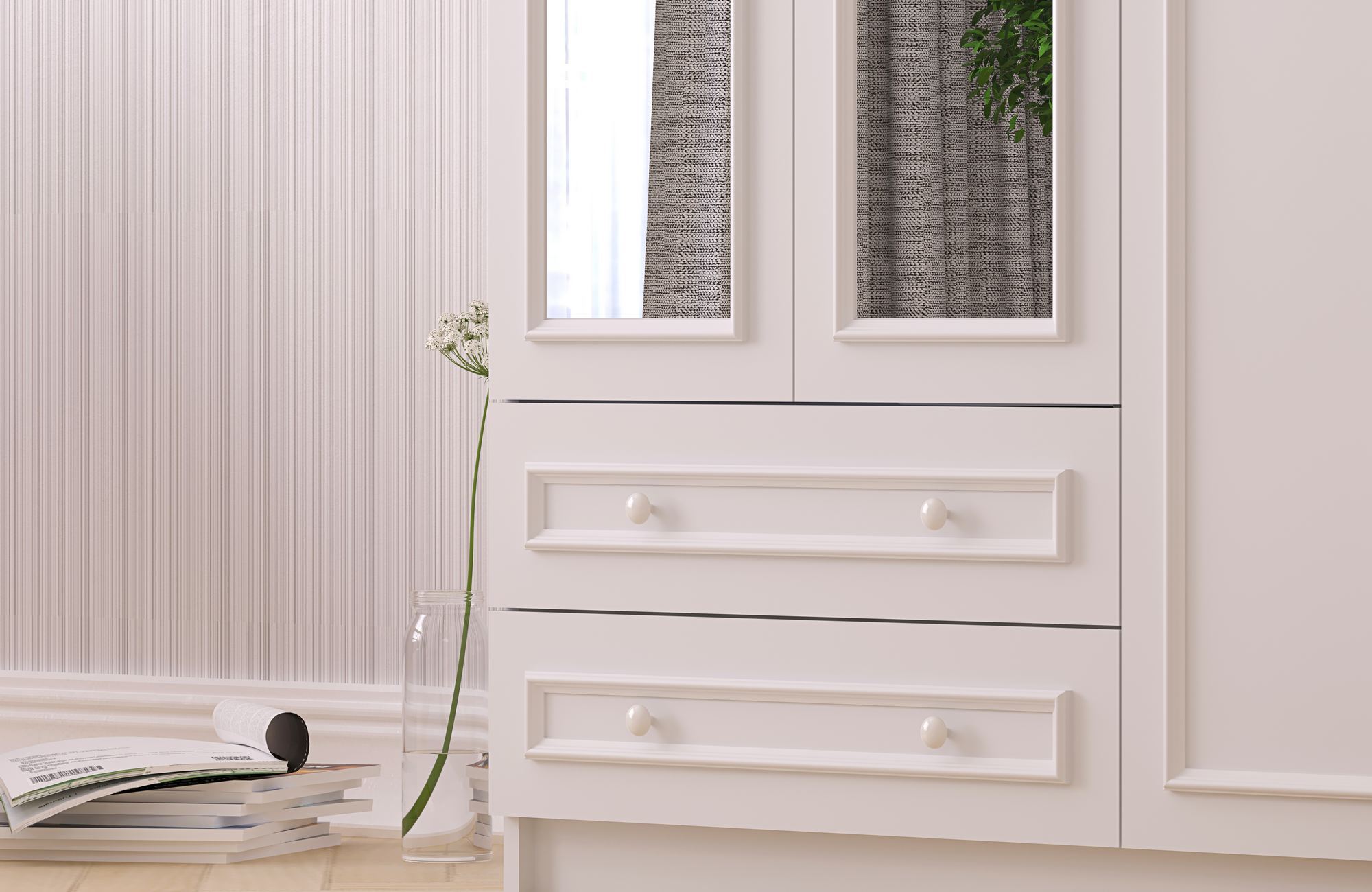 Dulap Hanah Home, PAL melaminat, 105 x 52 x 210 cm, alb mat, 167RAB1128 — imaginea 6