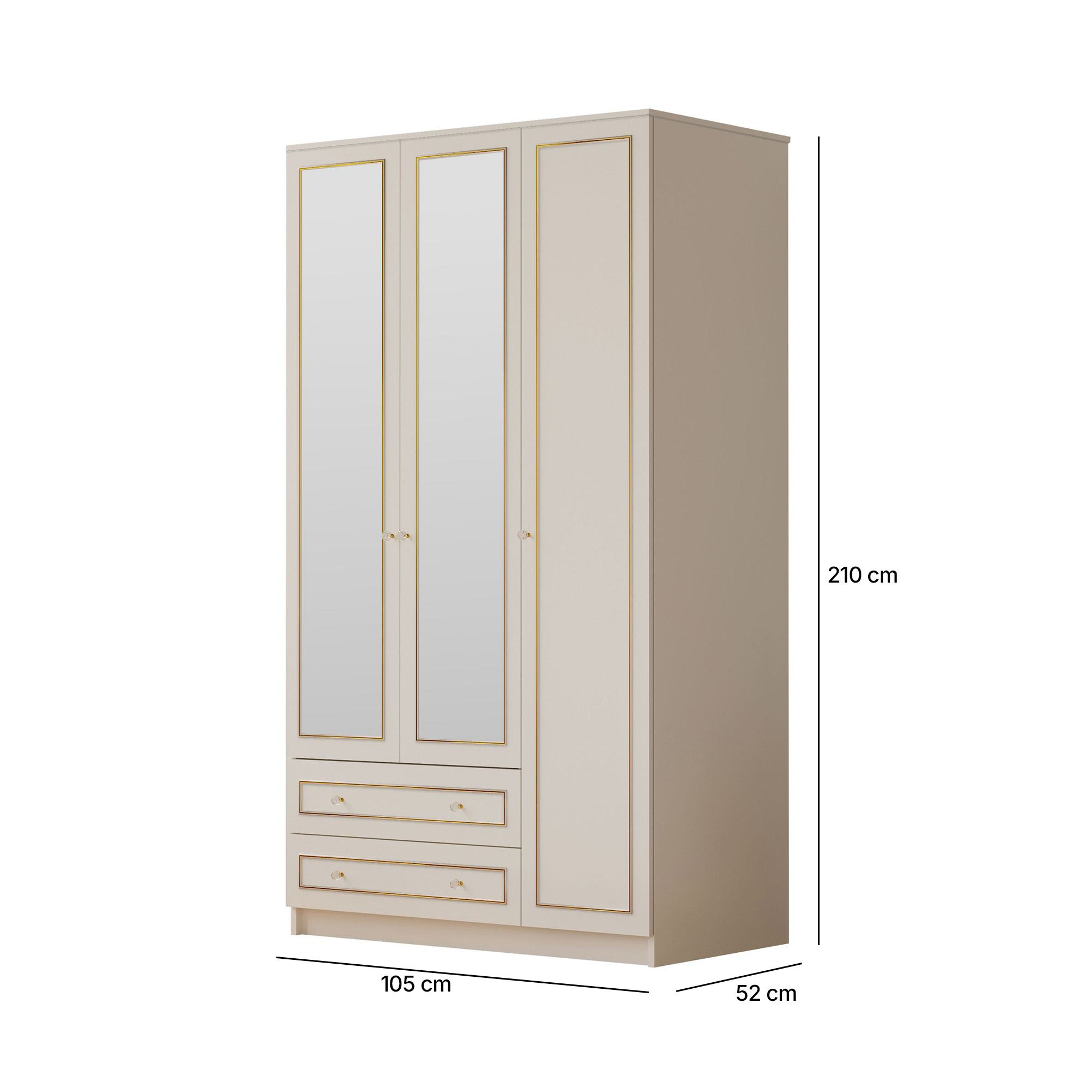 Dulap Hanah Home, PAL melaminat, 105 x 52 x 210 cm, alb mat, 167RAB1119 — imaginea 2