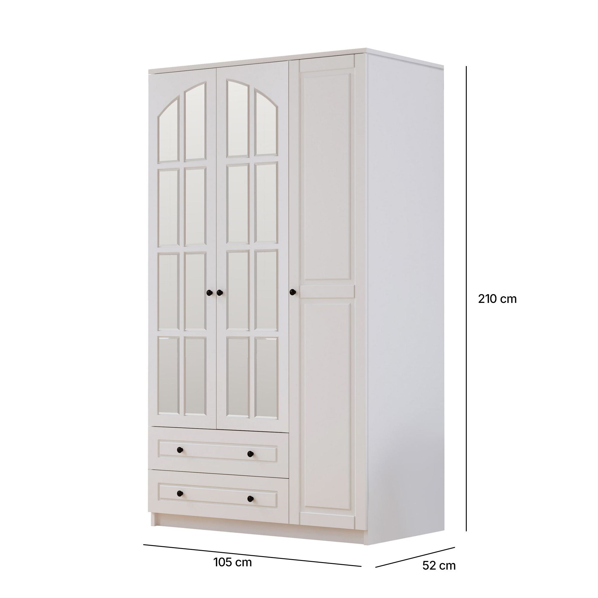Dulap Hanah Home, PAL melaminat, 105 x 52 x 210 cm, alb mat, 167RAB1108 — imaginea 2