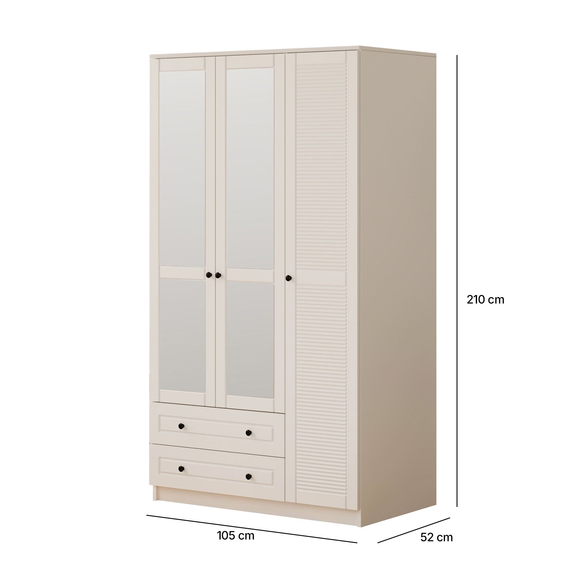 Dulap Hanah Home, PAL melaminat, 105 x 52 x 210 cm, alb mat, 167RAB1110 — imaginea 5