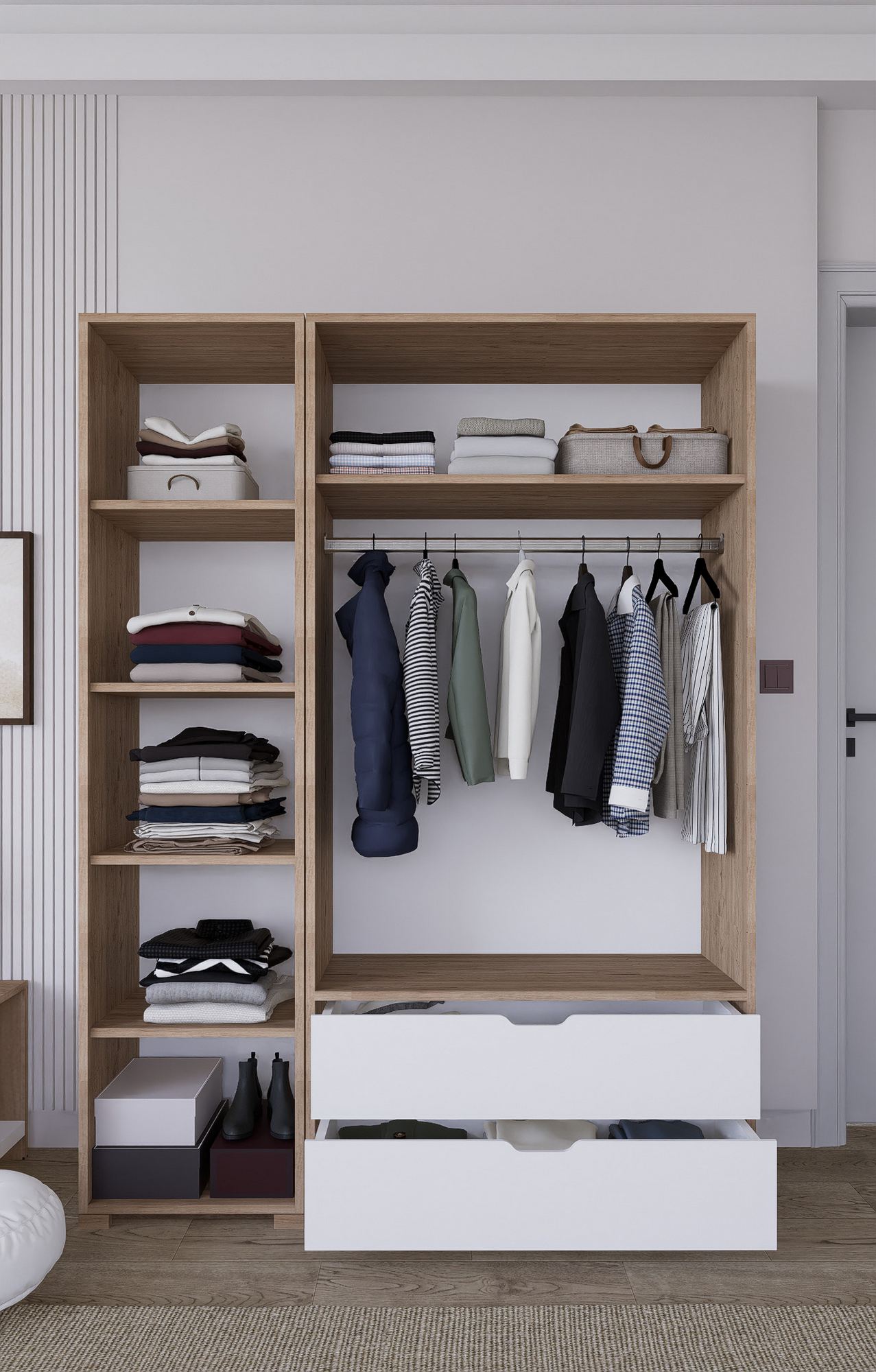 Dulap Hanah Home, PAL melaminat, 130 x 45 x 183 cm, deschis nuc, 350MWD1145 — imaginea 5