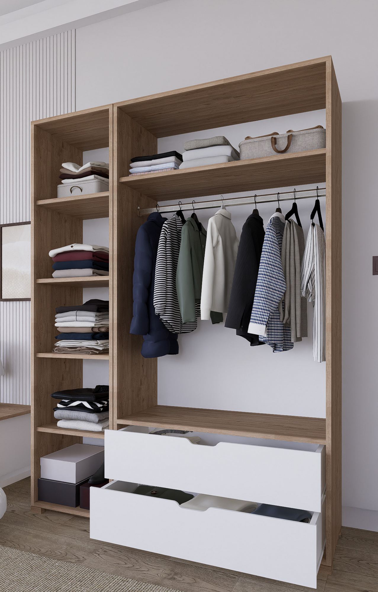 Dulap Hanah Home, PAL melaminat, 130 x 45 x 183 cm, deschis nuc, 350MWD1145 — imaginea 6