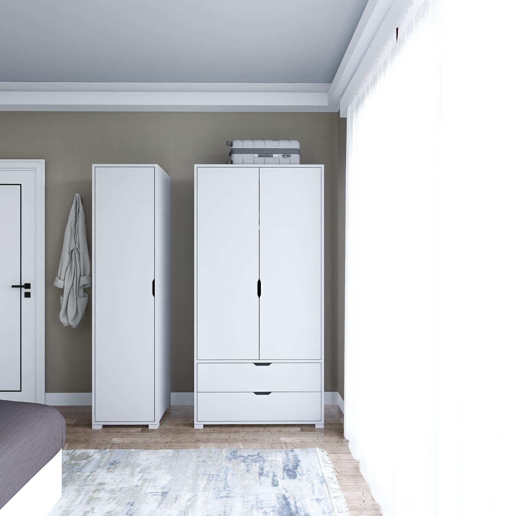 Dulap Hanah Home, PAL melaminat, 130 x 45 x 183 cm, alb, 350MWD1146 — imaginea 10