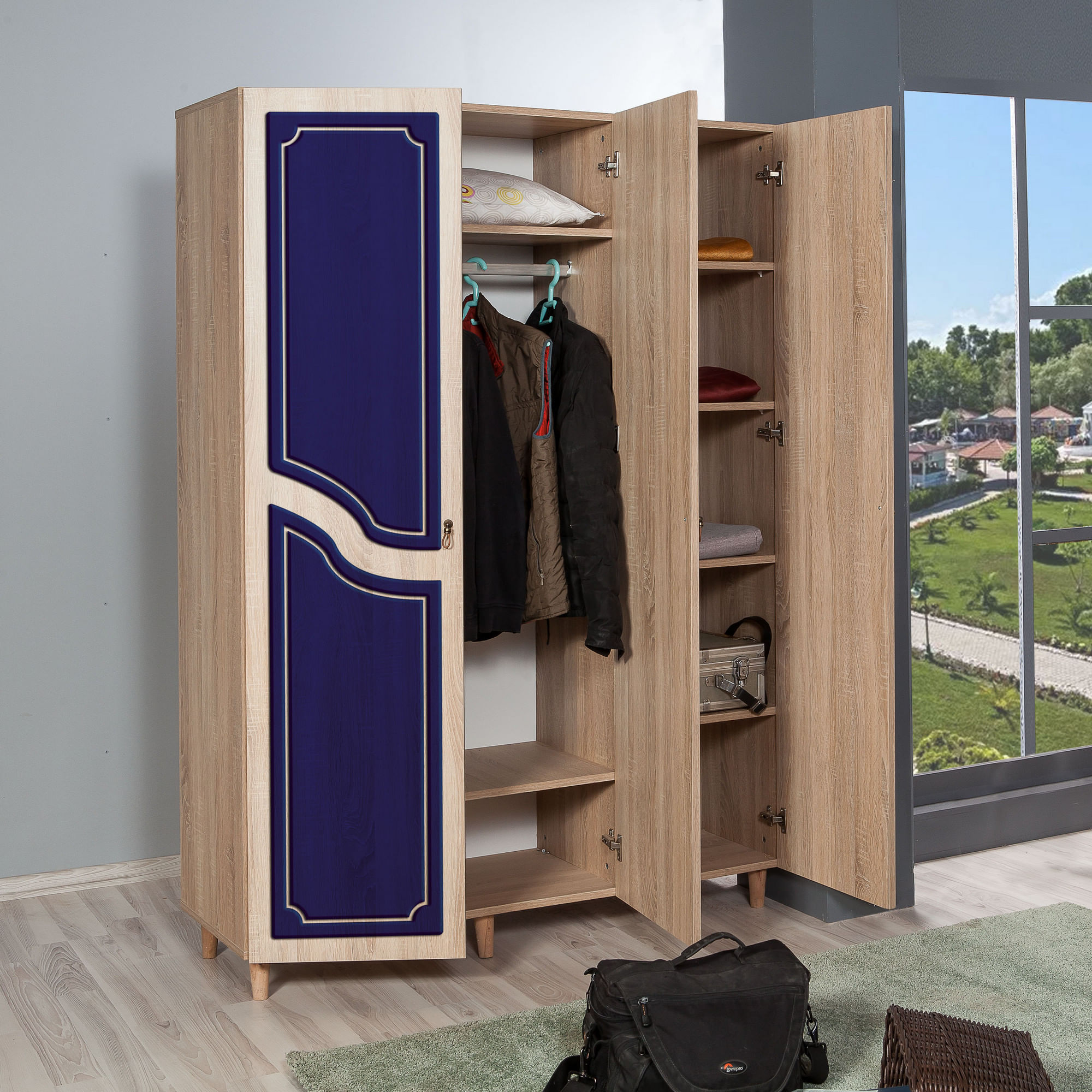 Dulap Hanah Home, PAL melaminat, 135 x 52 x 192 cm, stejar sonoma, 863SPH4216 — imaginea 4