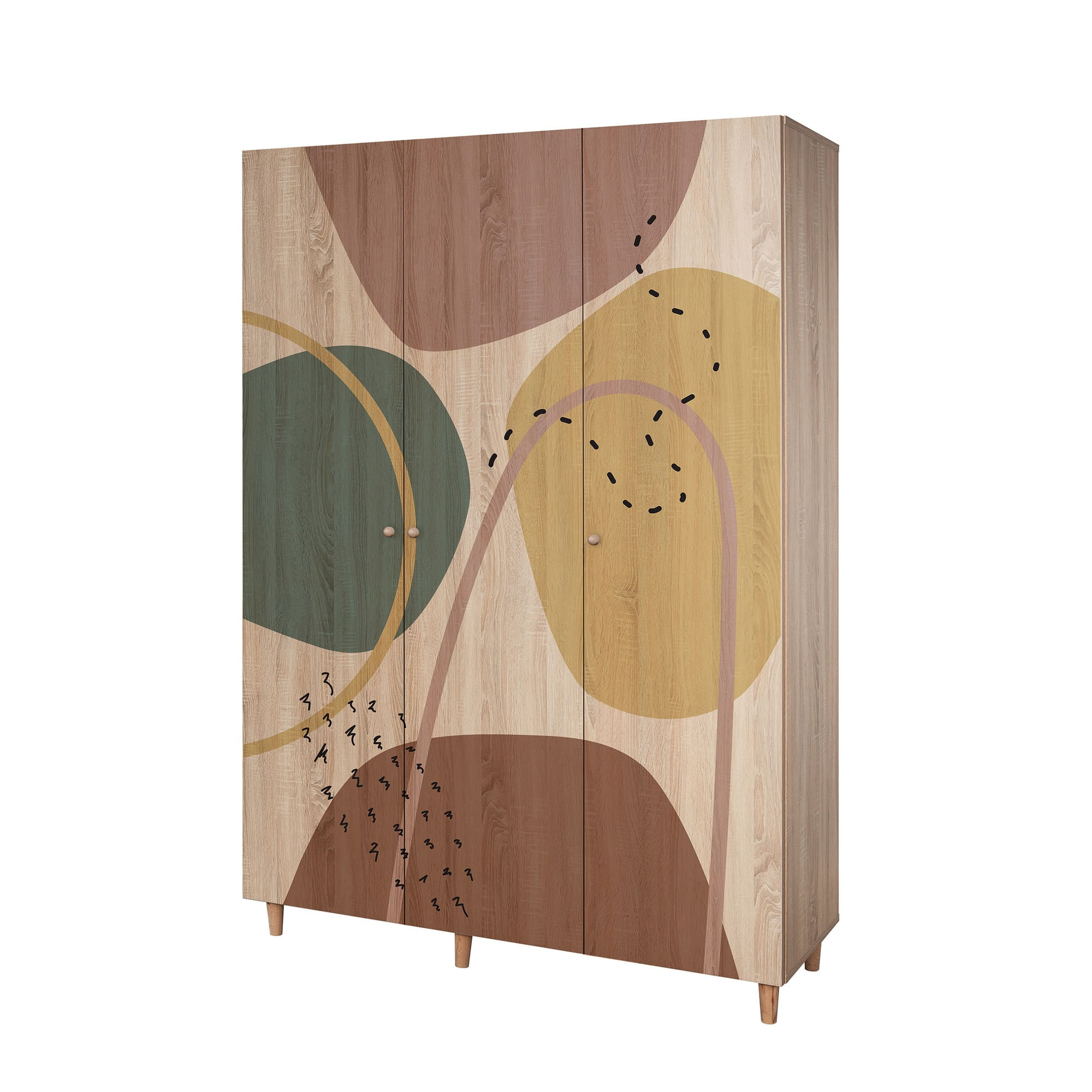 Dulap Hanah Home, PAL melaminat, 135 x 52 x 192 cm, stejar sonoma, lemn masiv, 869VEL8656 — imaginea 2