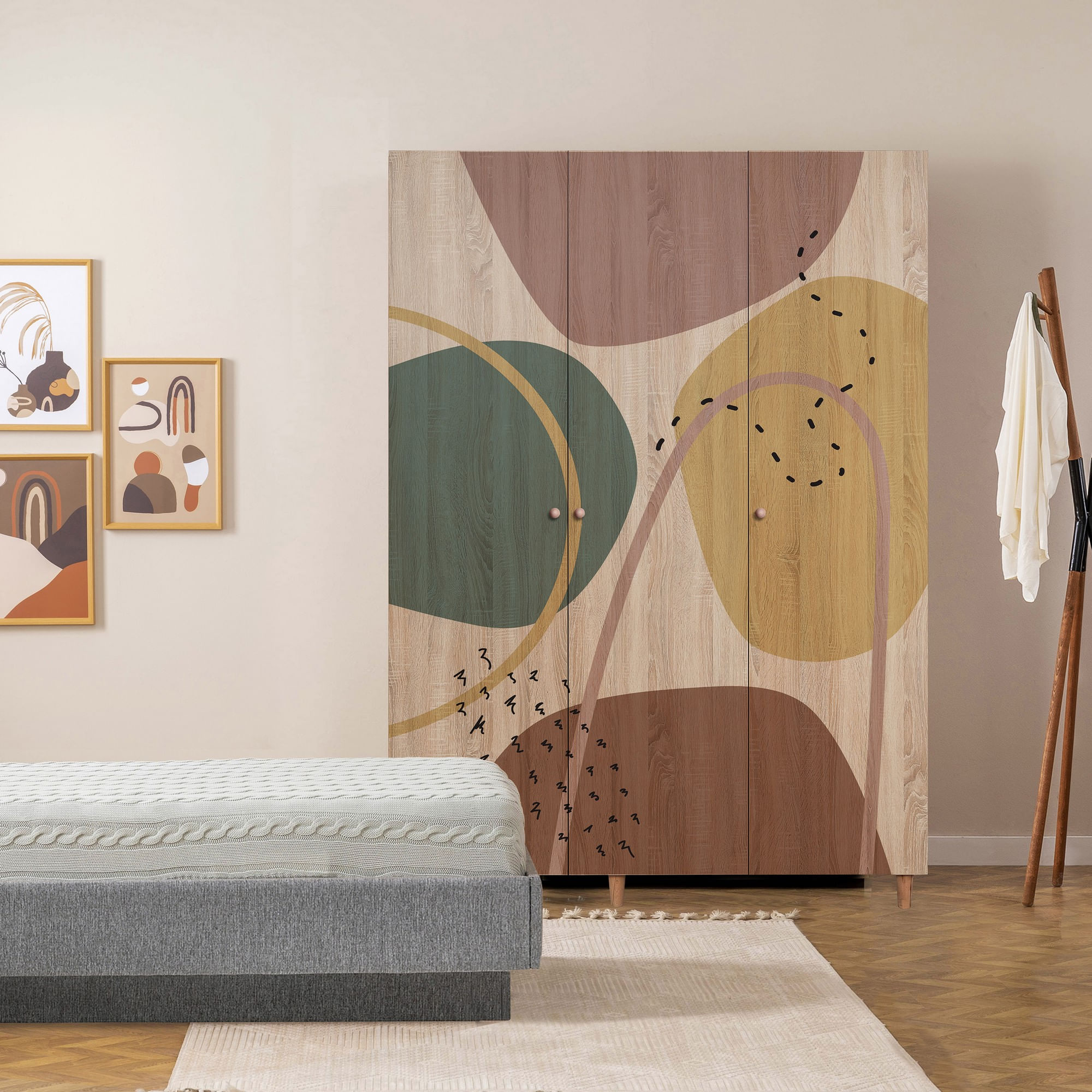 Dulap Hanah Home, PAL melaminat, 135 x 52 x 192 cm, stejar sonoma, lemn masiv, 869VEL8656 — imaginea 3
