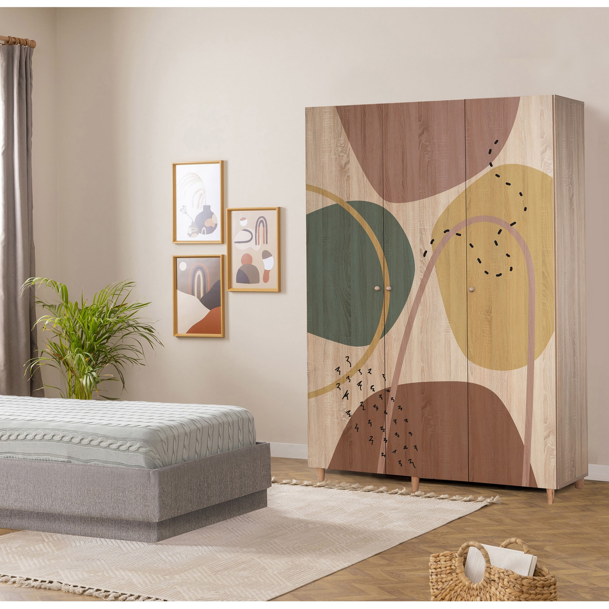 Dulap Hanah Home, PAL melaminat, 135 x 52 x 192 cm, stejar sonoma, lemn masiv, 869VEL8656 — imaginea 5