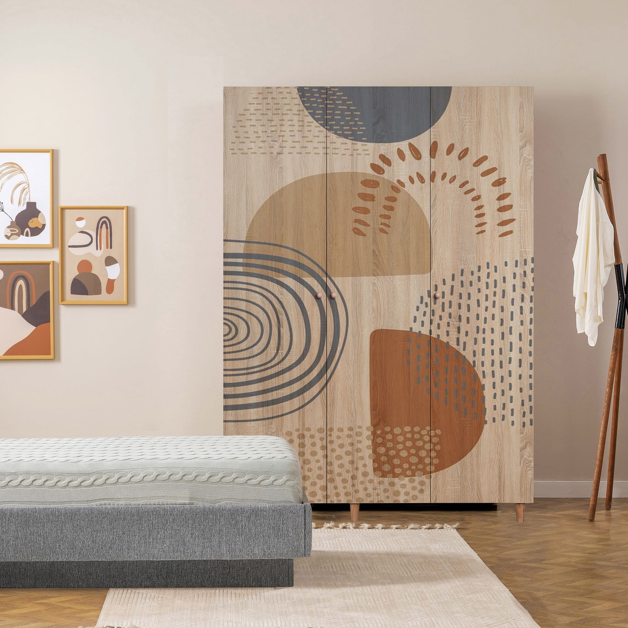 Dulap Hanah Home, PAL melaminat, 135 x 52 x 192 cm, stejar sonoma, lemn masiv, 869VEL8665 — imaginea 4