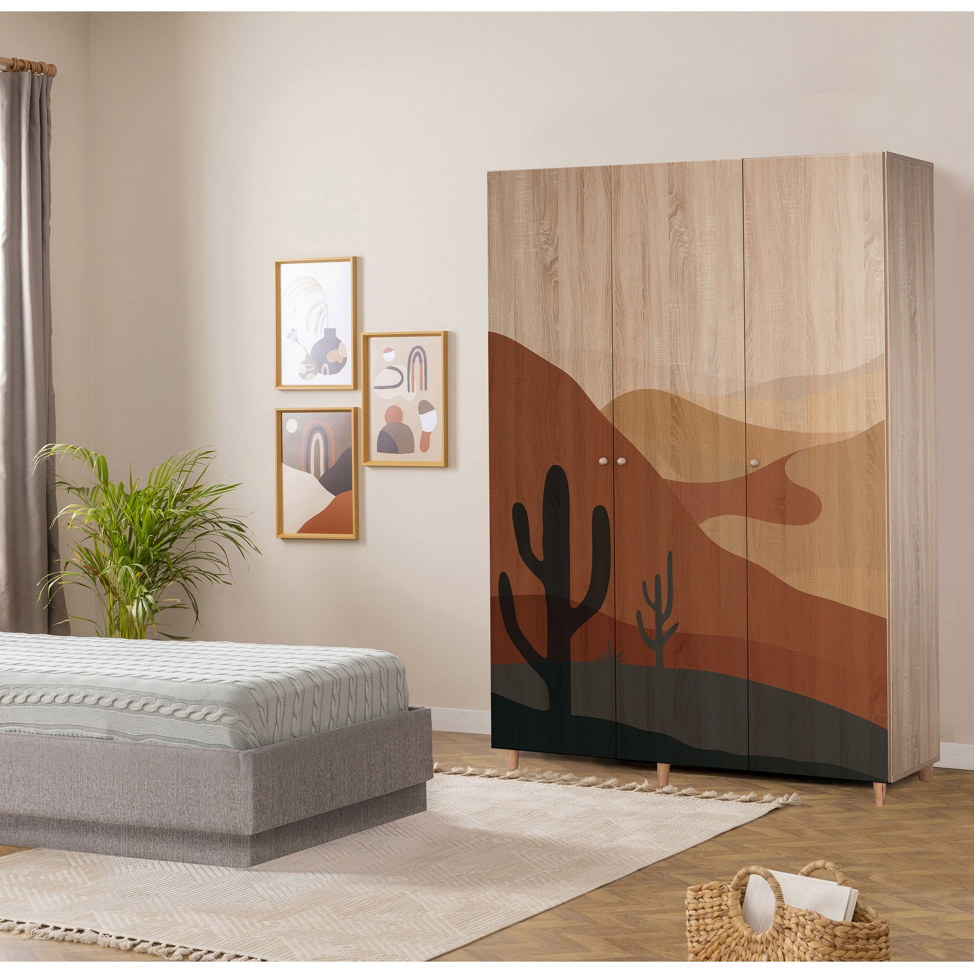 Dulap Hanah Home, PAL melaminat, 135 x 52 x 192 cm, stejar sonoma, lemn masiv, 869VEL8653 — imaginea 2