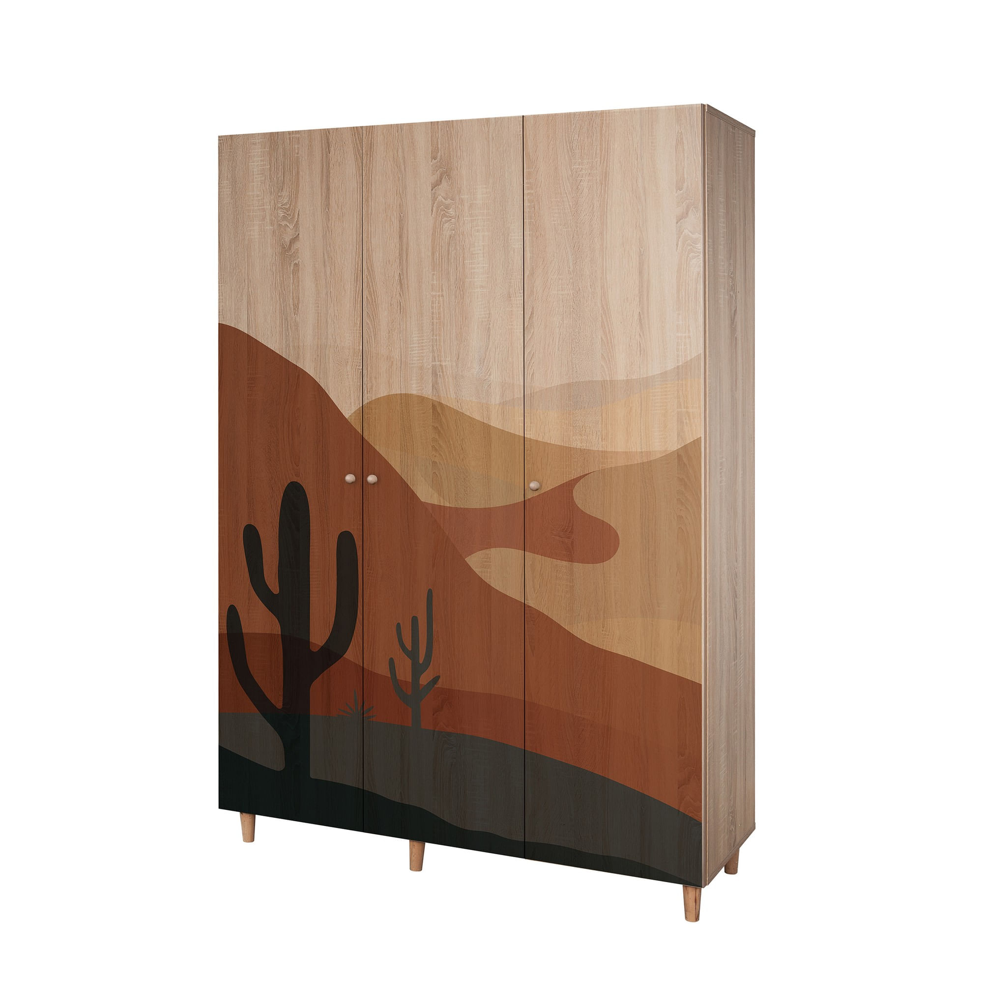 Dulap Hanah Home, PAL melaminat, 135 x 52 x 192 cm, stejar sonoma, lemn masiv, 869VEL8653 — imaginea 3