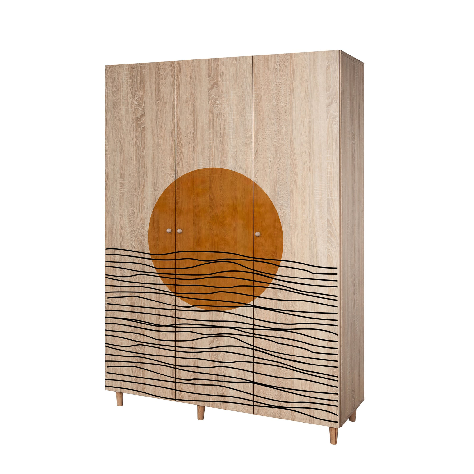 Dulap Hanah Home, PAL melaminat, 135 x 52 x 192 cm, stejar sonoma, lemn masiv, 869VEL8664 — imaginea 5