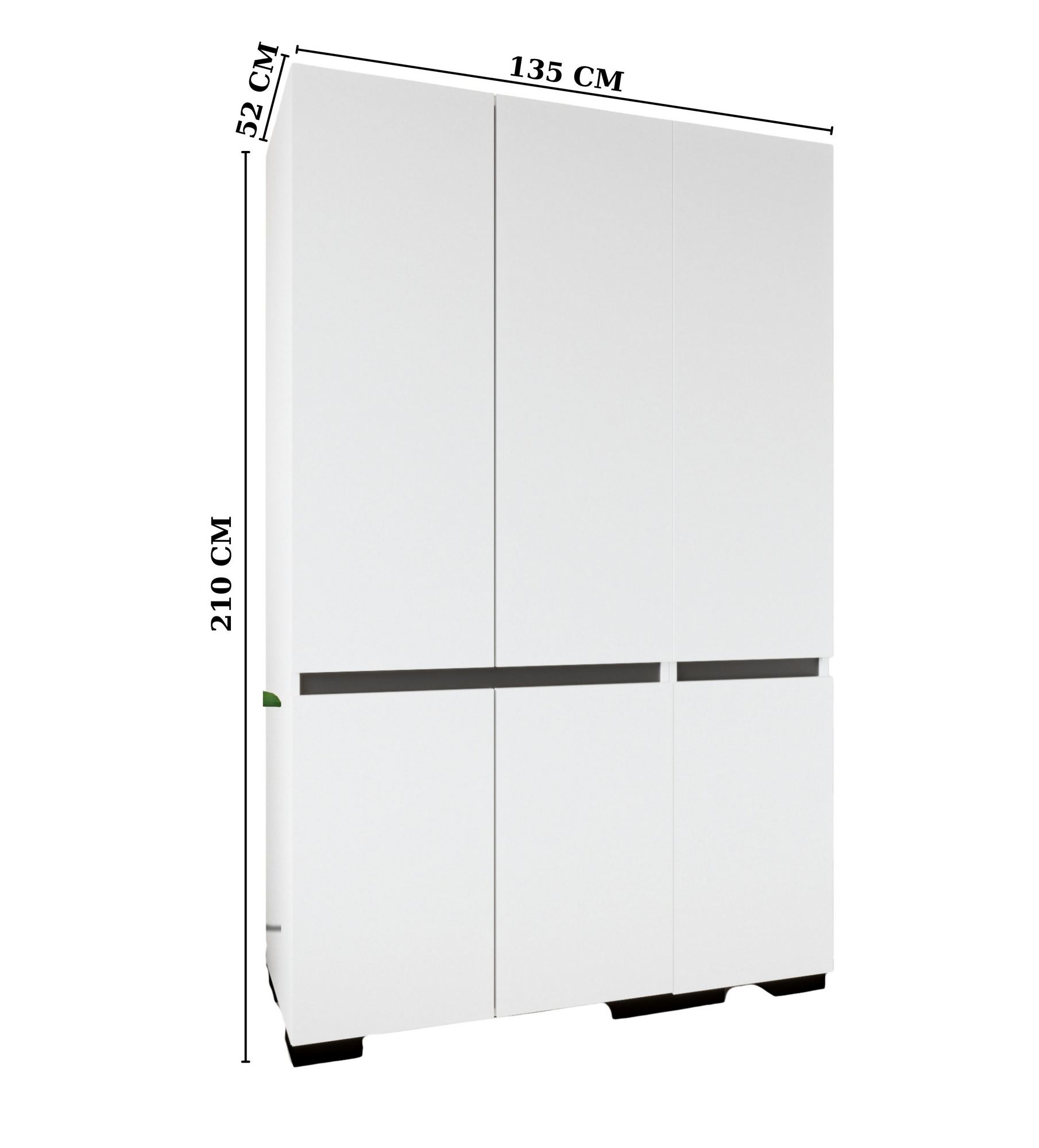 Dulap Hanah Home, PAL melaminat, 135 x 52 x 210 cm, alb/antracit, 469ORN1125 — imaginea 4