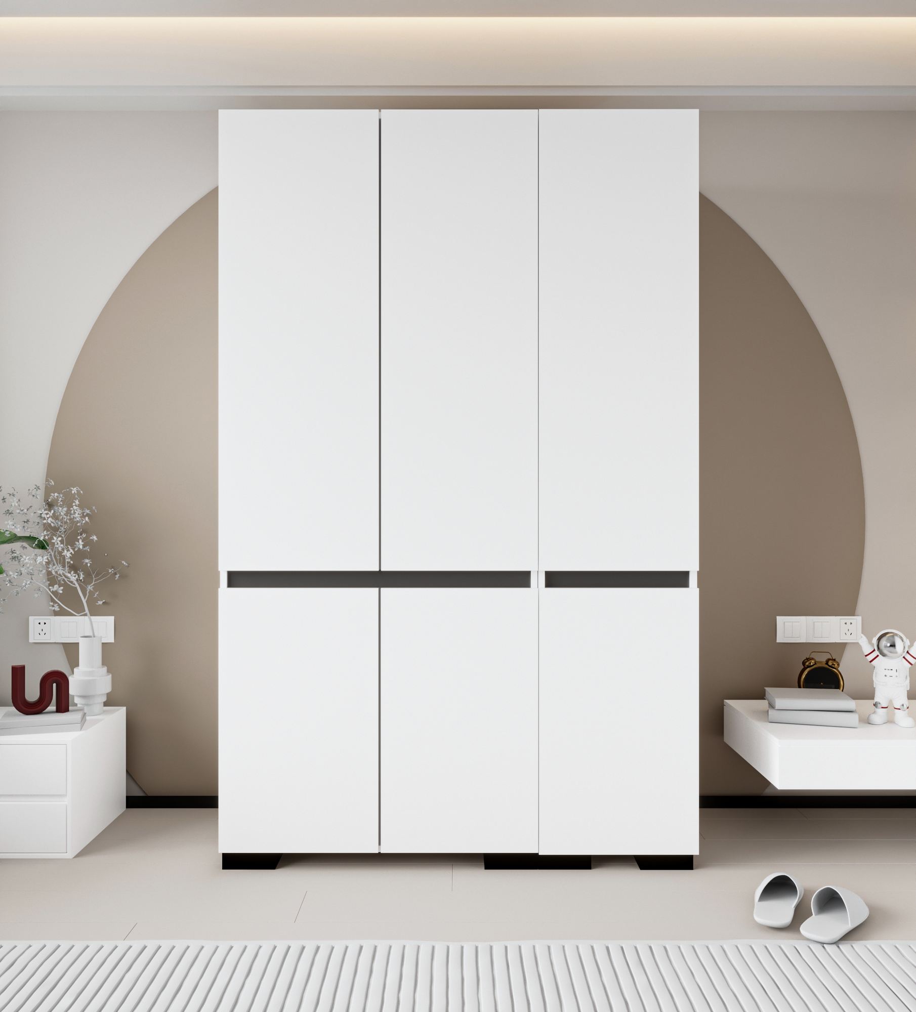 Dulap Hanah Home, PAL melaminat, 135 x 52 x 210 cm, alb/antracit, 469ORN1124 — imaginea 2