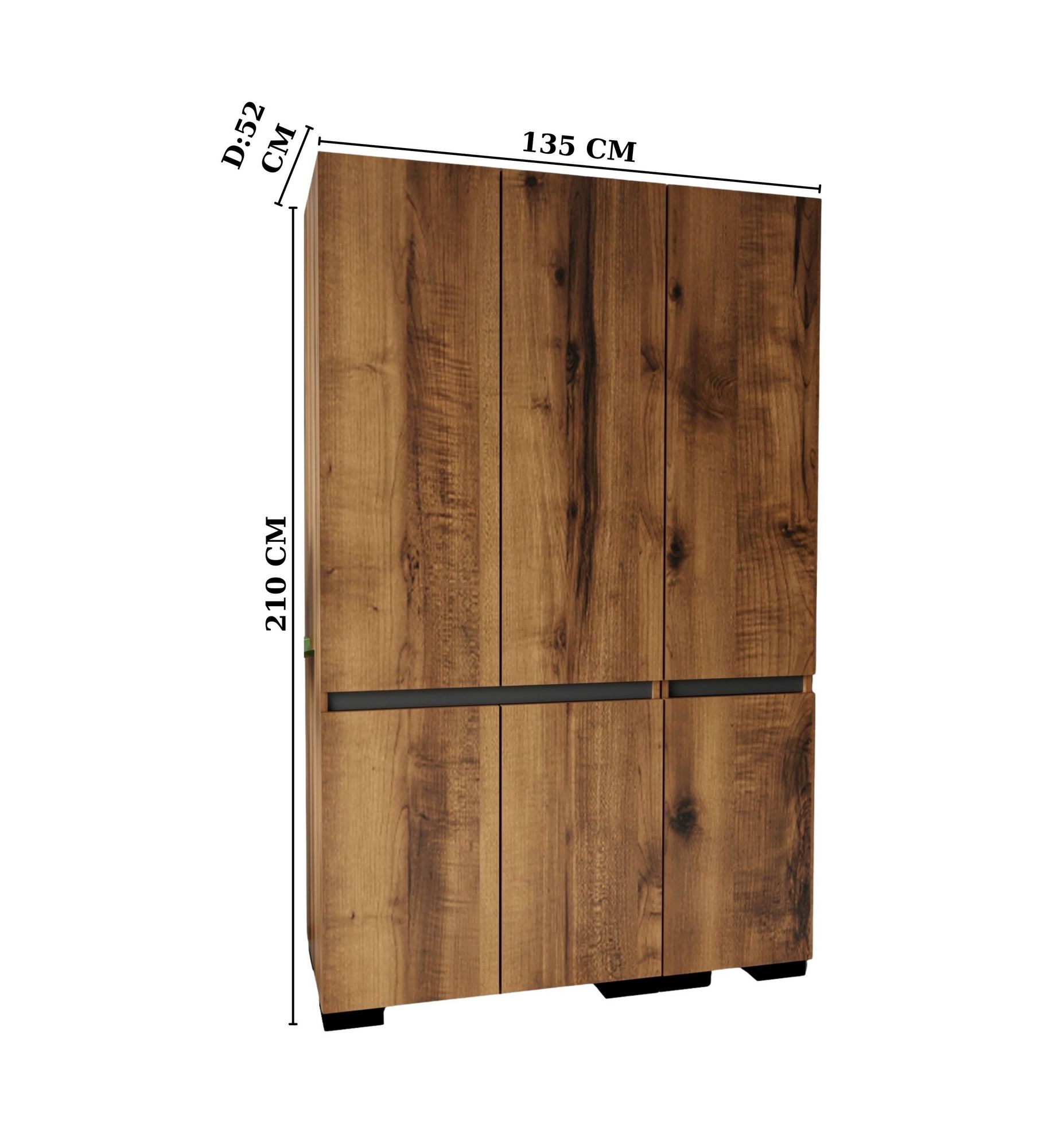 Dulap Hanah Home, PAL melaminat, 135 x 52 x 210 cm, nuc/antracit, 469ORN1120 — imaginea 3